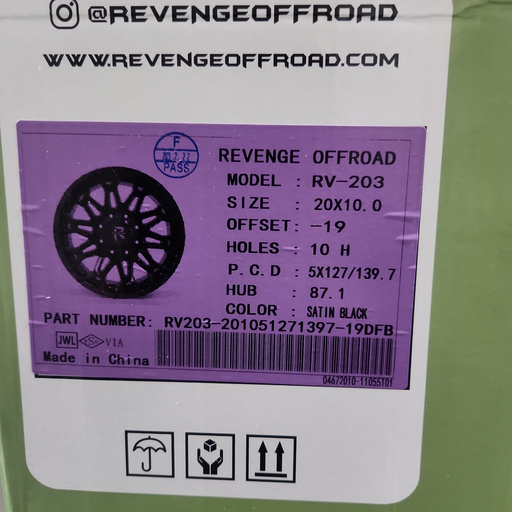 REVENGE RV - 203 20X10 5X127 5X139.7 SATIN BLACK - Gun Hill Tire House (WTW - WHOLESALE TIRES & WHEELS)