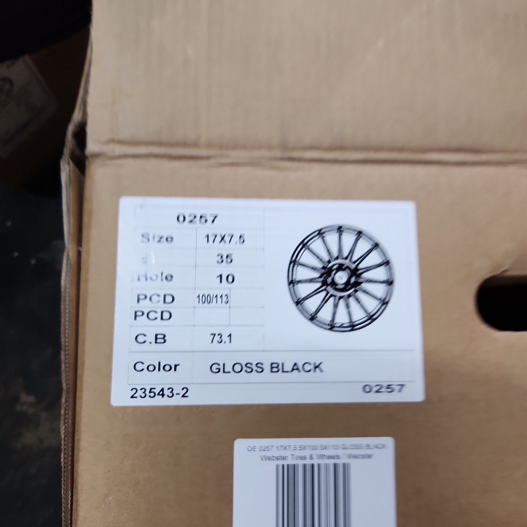 OE 0257 17X7.5 5X100 5X112 5X114.3 GLOSS BLACK - Gun Hill Tire House (WTW - WHOLESALE TIRES & WHEELS)