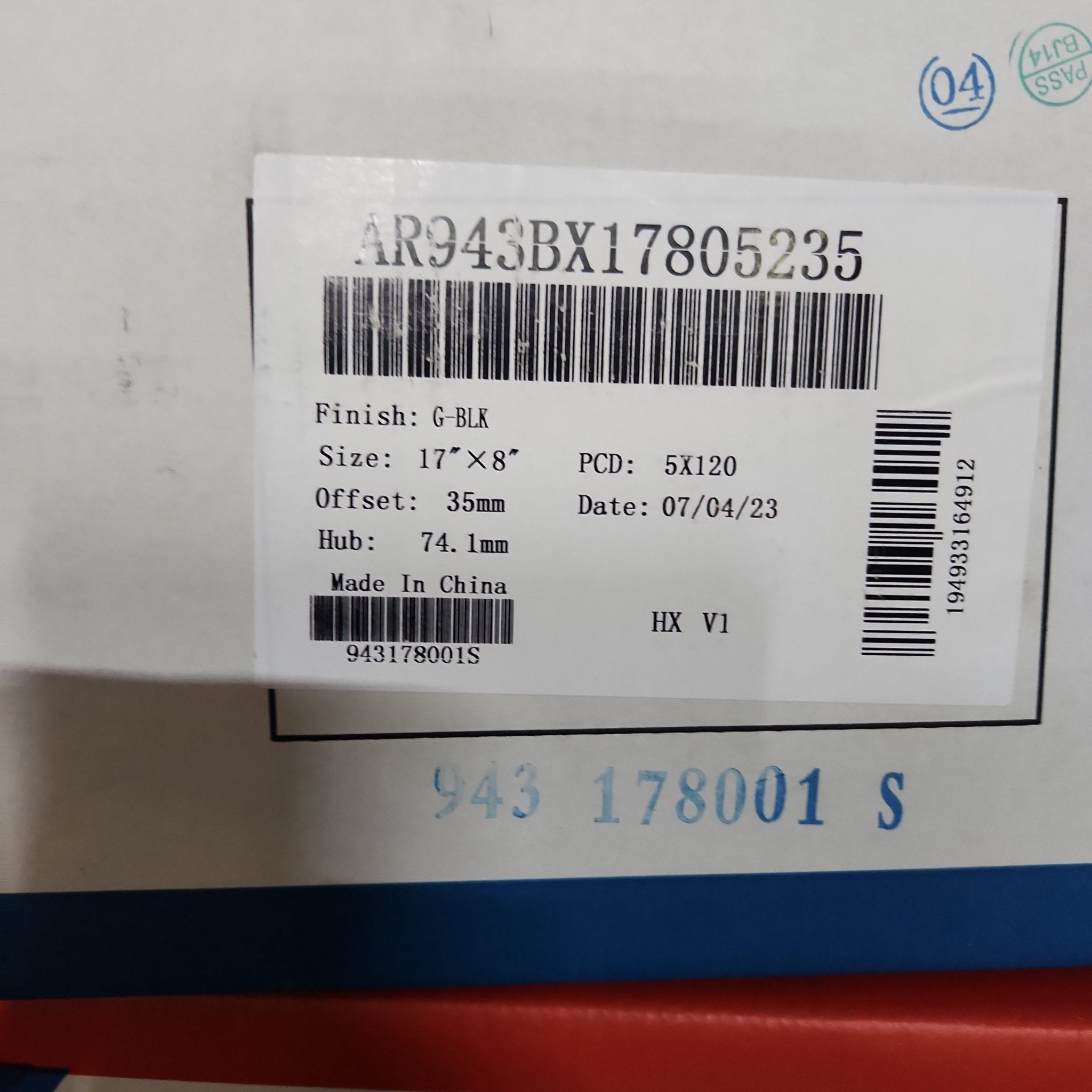 AR943 17X8 5X120 GLOSS BLACK - Gun Hill Tire House (WTW - WHOLESALE TIRES & WHEELS)