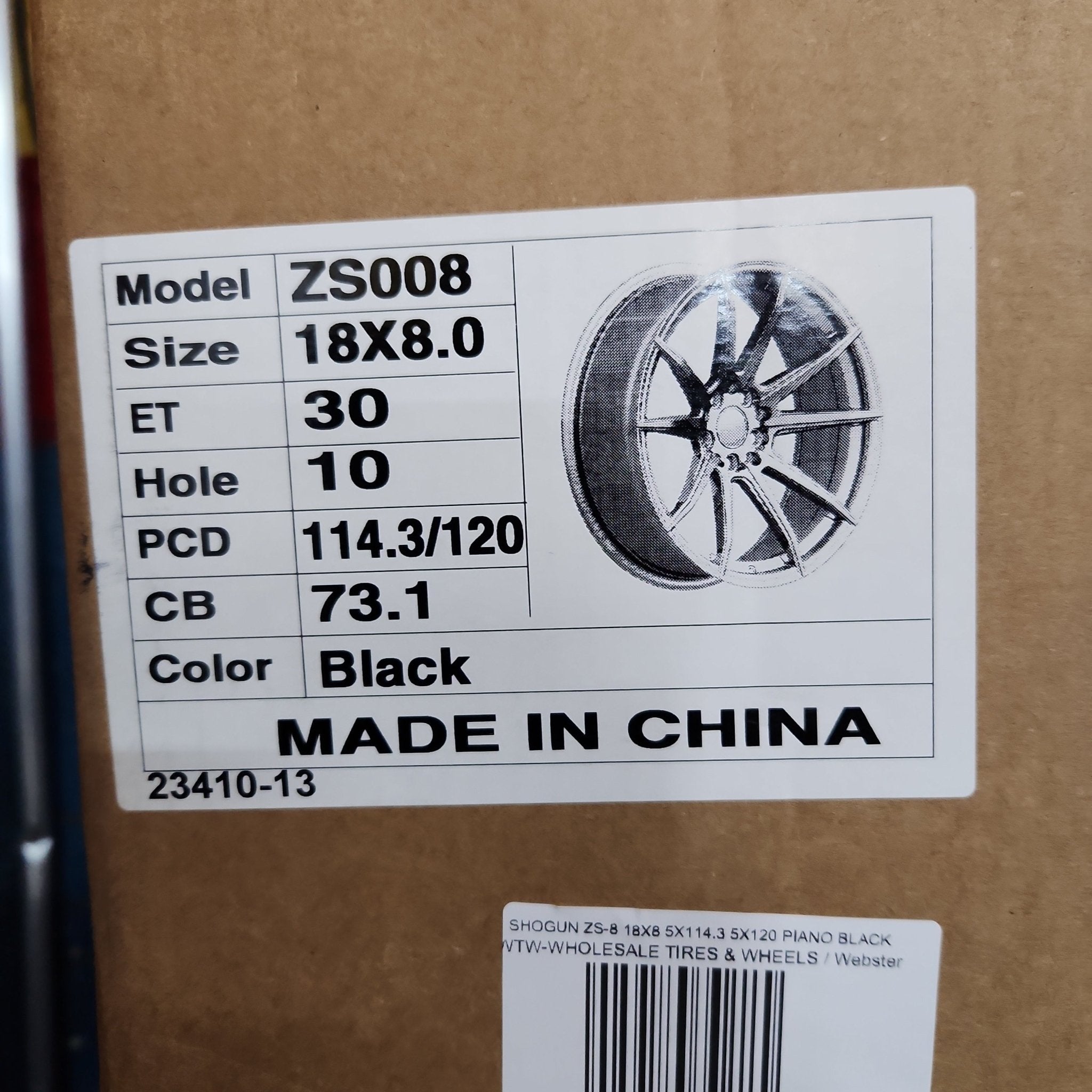 SHOGUN ZS - 8 18X8 5X114.3 5X120 PIANO BLACK - Gun Hill Tire House (WTW - WHOLESALE TIRES & WHEELS)