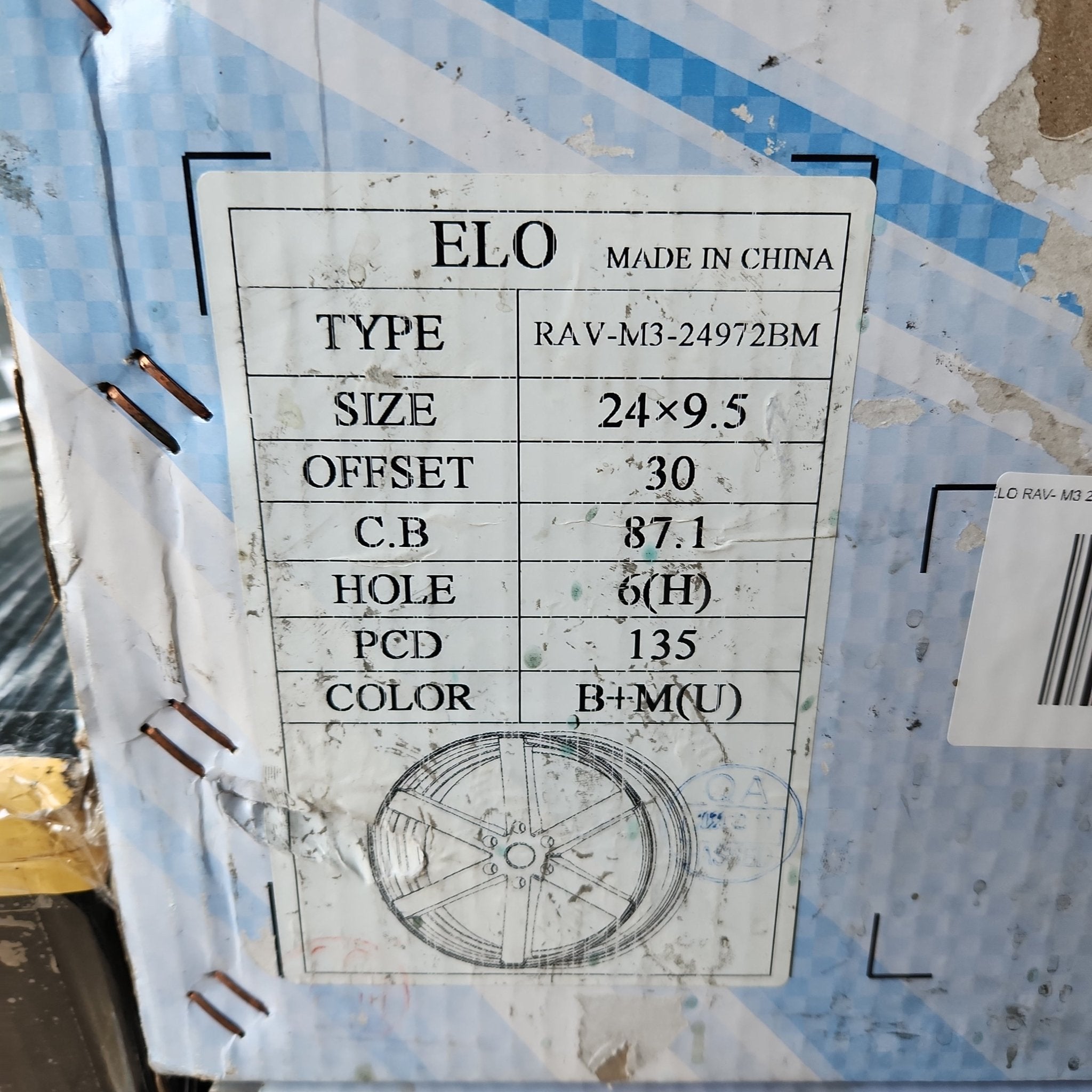 ELO RAV - M3 24972 24X9.5 6X135 BLACK + MACHINED FACE - Gun Hill Tire House (WTW - WHOLESALE TIRES & WHEELS)