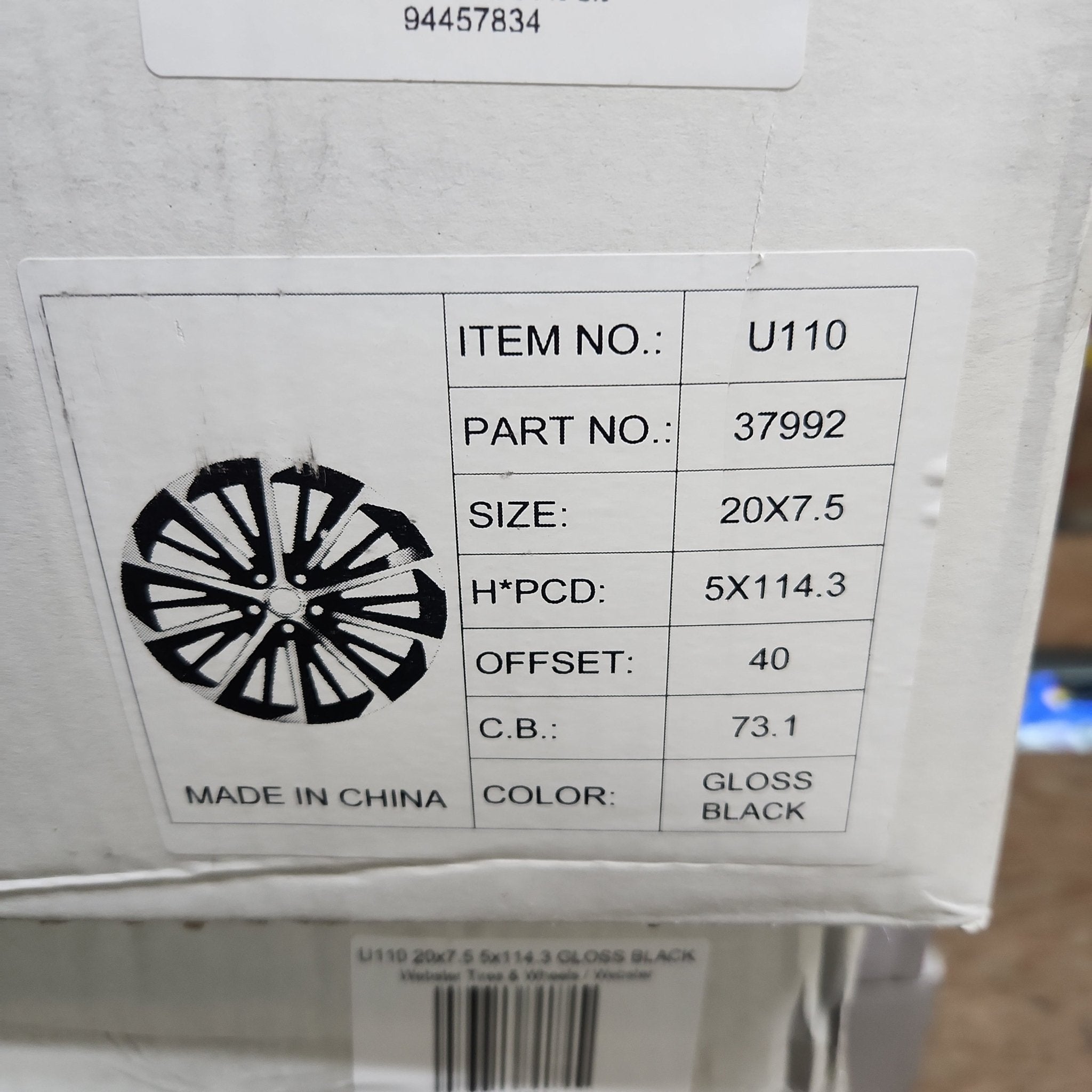 U110 WHEELS 20x7.5 5x114.3 GLOSS BLACK - Gun Hill Tire House (WTW - WHOLESALE TIRES & WHEELS)