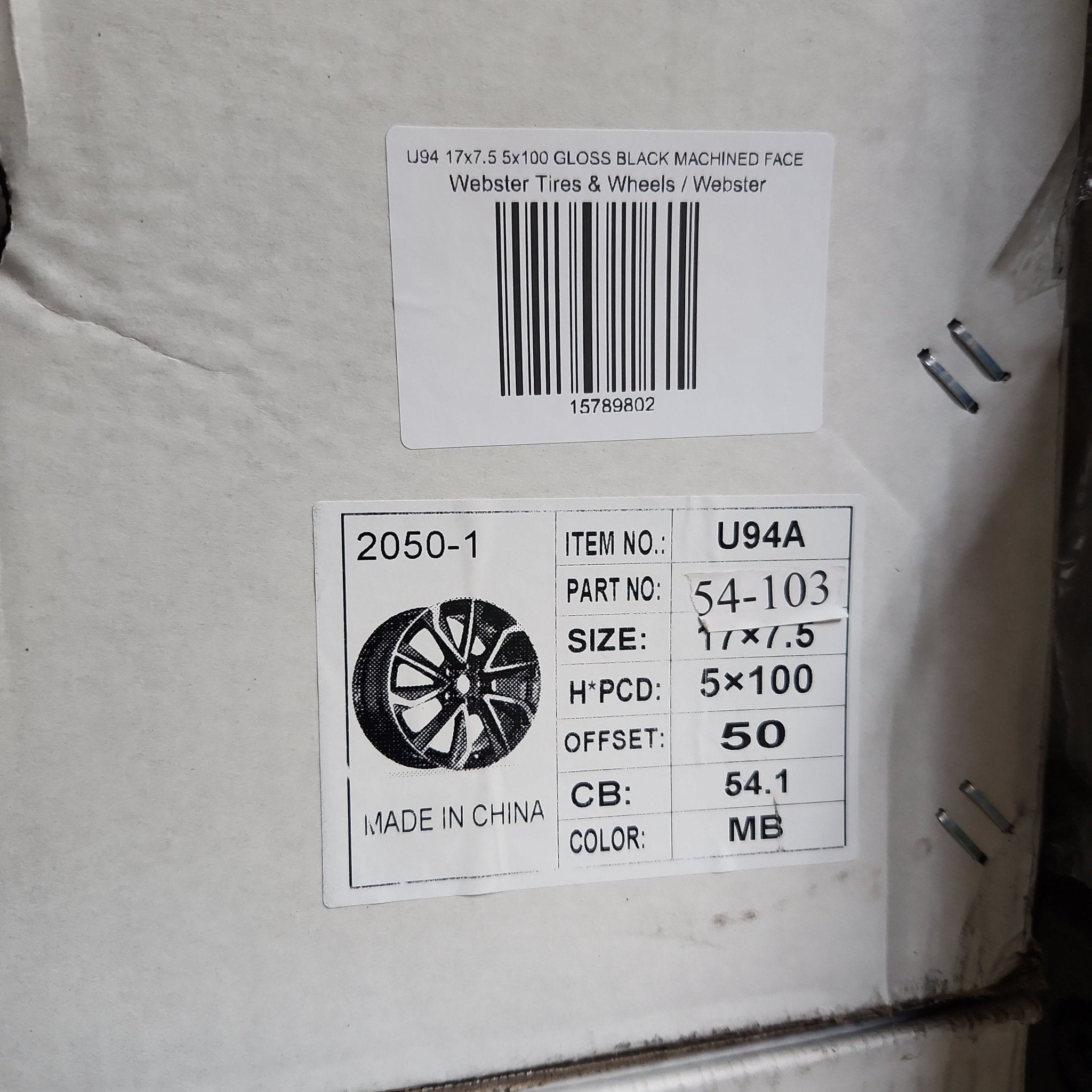 U94 WHEELS 17x7.5 5x100 GLOSS BLACK MACHINED FACE - Gun Hill Tire House (WTW - WHOLESALE TIRES & WHEELS)