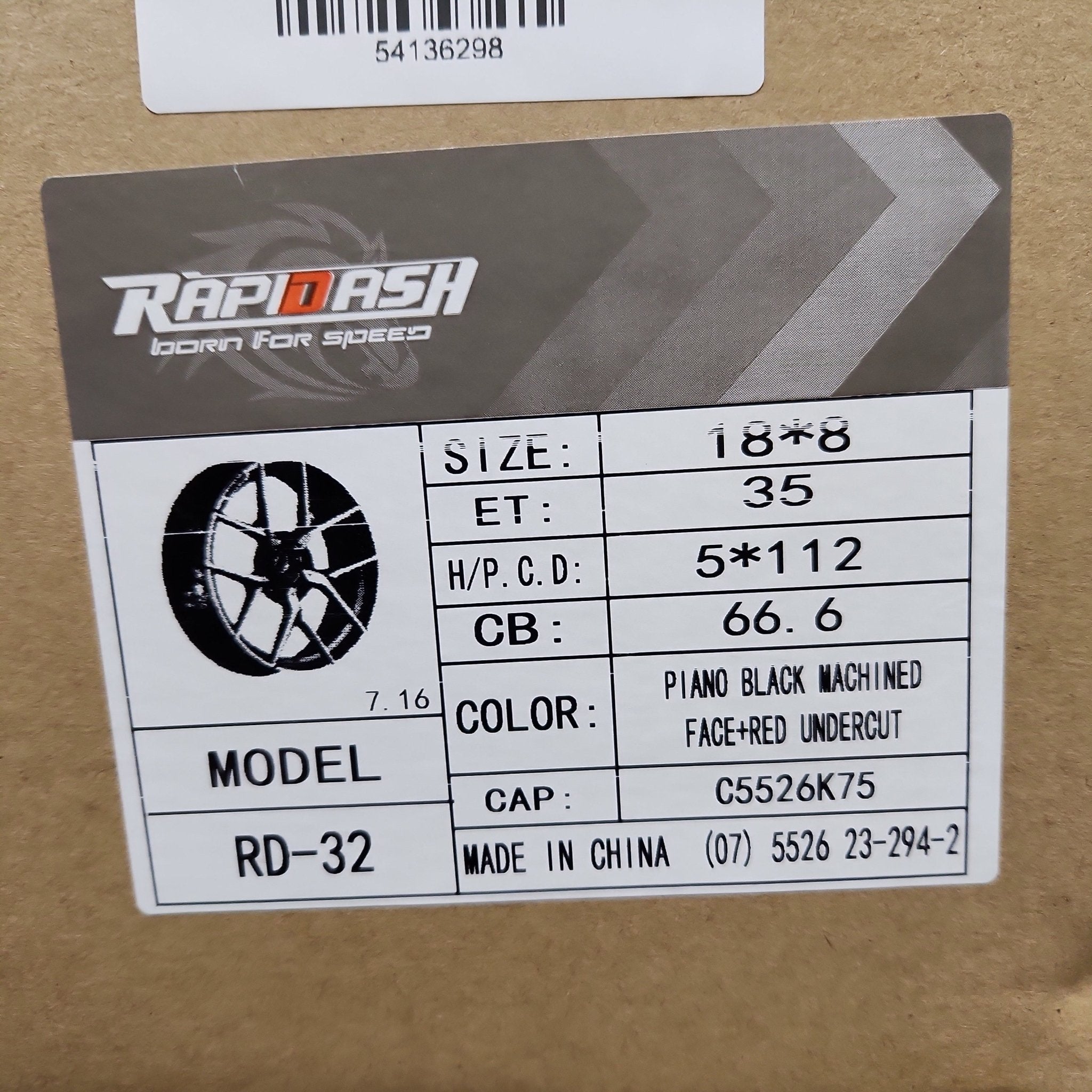 RD32 WHEELS 18x8.0 5x112 GLOSS BLACK MACHINED FACE RED UNDER CUT - Gun Hill Tire House (WTW - WHOLESALE TIRES & WHEELS)