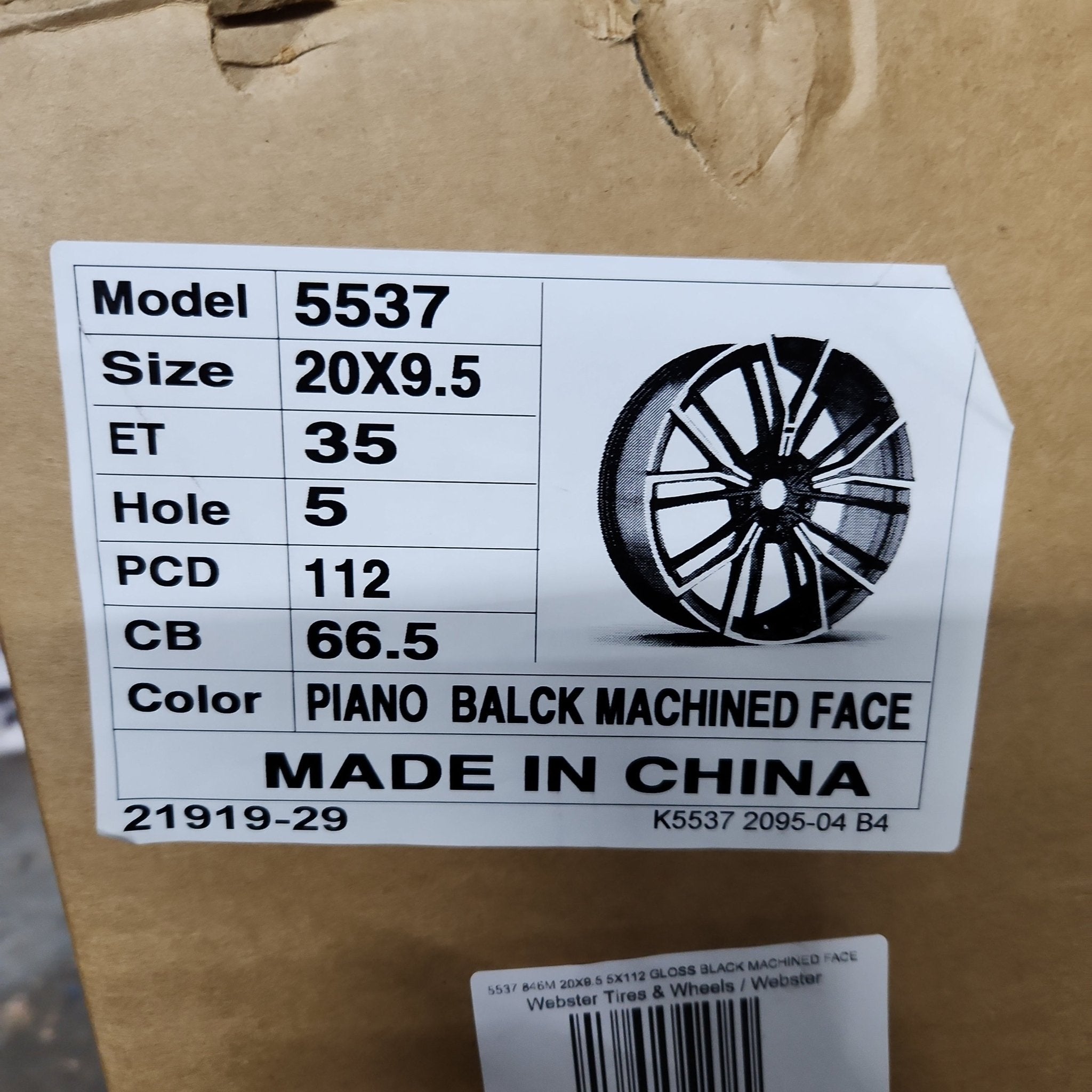 OE - 5537 846M 20X9.5 5X112 GLOSS BLACK MACHINED FACE - Gun Hill Tire House (WTW - WHOLESALE TIRES & WHEELS)