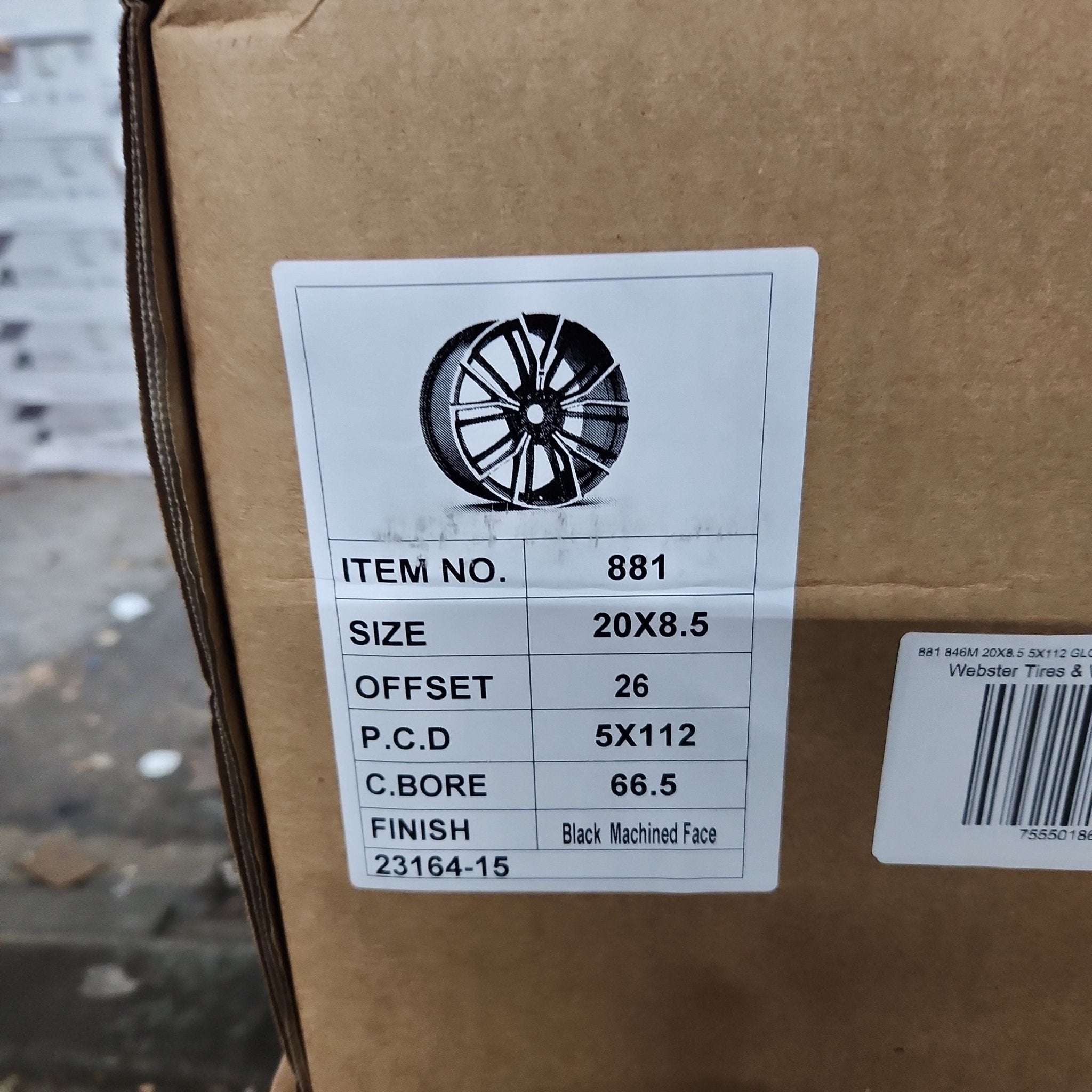 881 846M 20X8.5 5X112 GLOSS BLACK MACHINED FACE - Gun Hill Tire House (WTW - WHOLESALE TIRES & WHEELS)