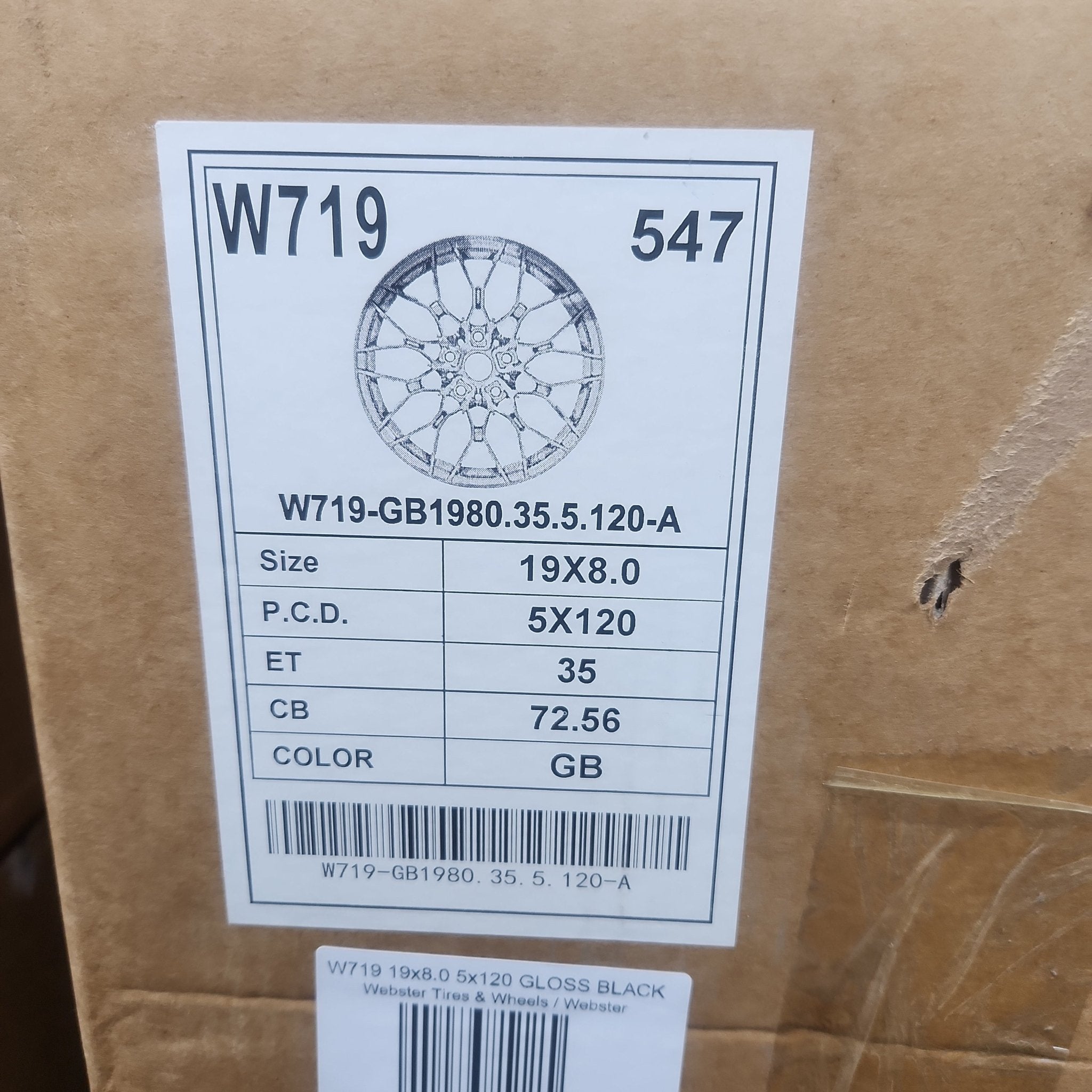 W719 19x8.0 5x120 GLOSS BLACK - Gun Hill Tire House (WTW - WHOLESALE TIRES & WHEELS)