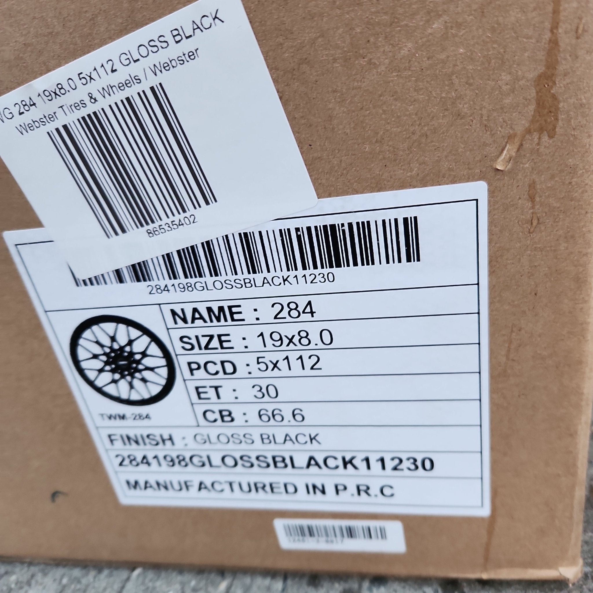 GWG 284 19x8.0 5x112 GLOSS BLACK - Gun Hill Tire House (WTW - WHOLESALE TIRES & WHEELS)