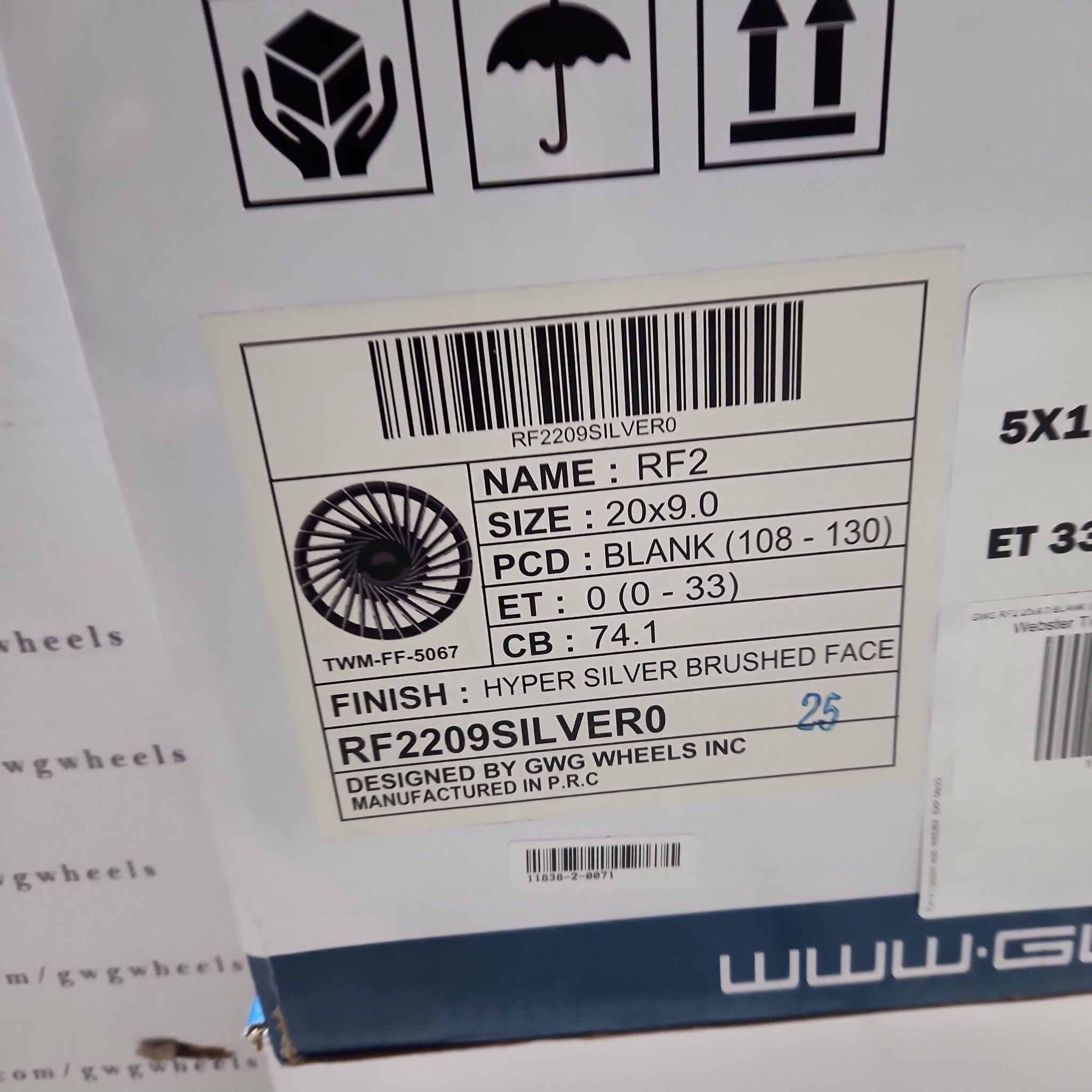 GWG RF2 20x9.0 5X114.3 HYPER SILVER BRUSHED FACE - Gun Hill Tire House (WTW - WHOLESALE TIRES & WHEELS)