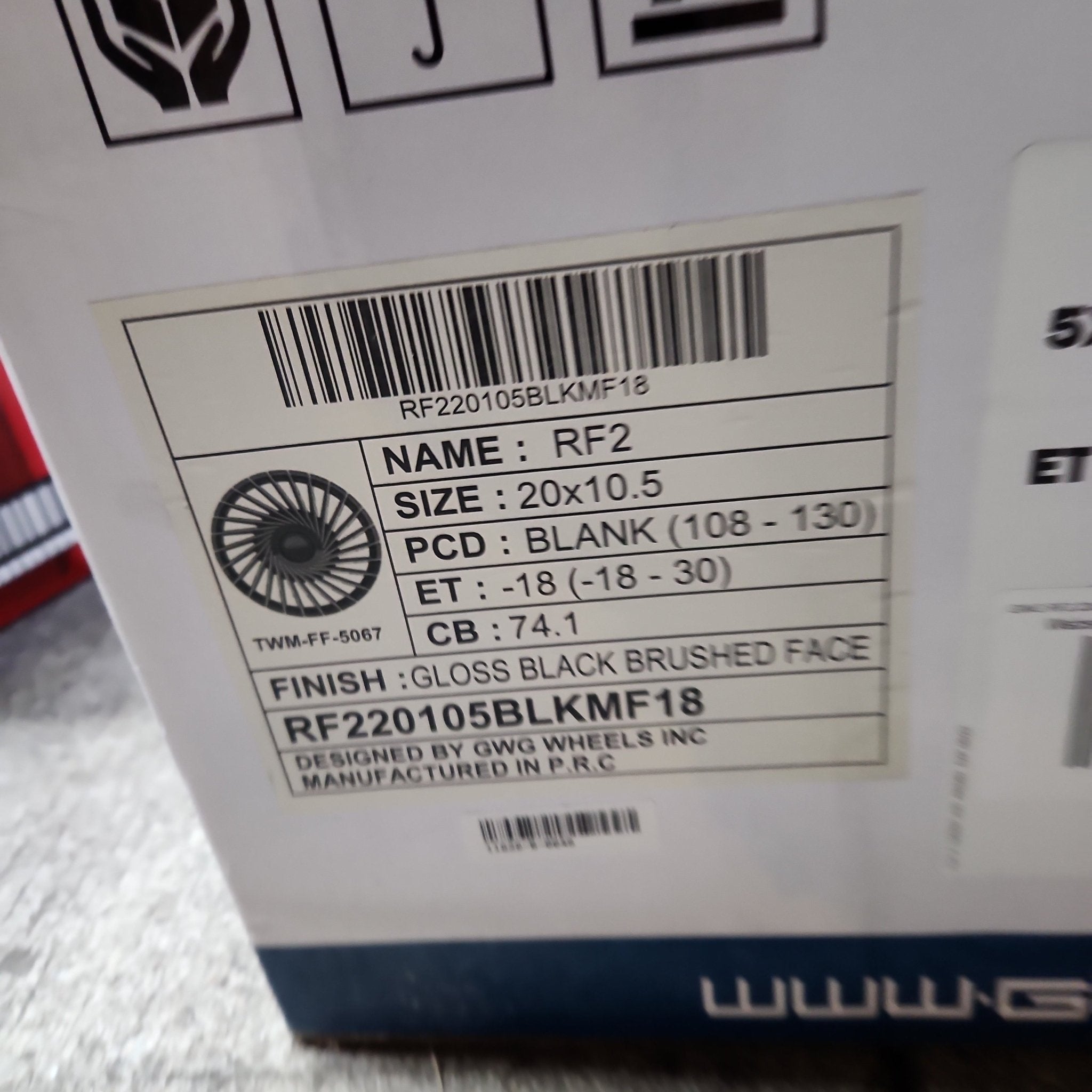 GWG RF2 20x10.5 5x114.3 GLOSS BLACK BRUSHED FACE - Gun Hill Tire House (WTW - WHOLESALE TIRES & WHEELS)