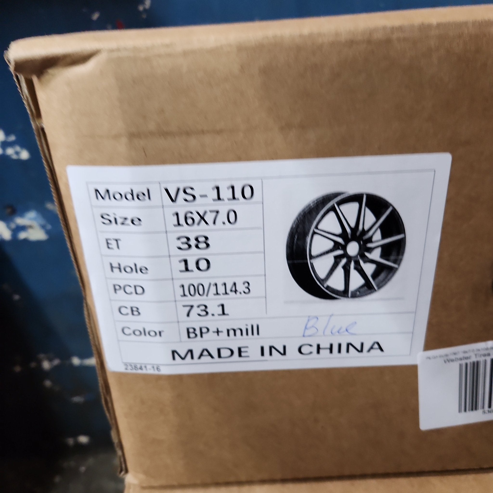 PEGASUS VS - 110 16x7.0 5x100 5x114.3 GLOSS BLACK MACHINED FACE BLUE MILLED - Gun Hill Tire House (WTW - WHOLESALE TIRES & WHEELS)