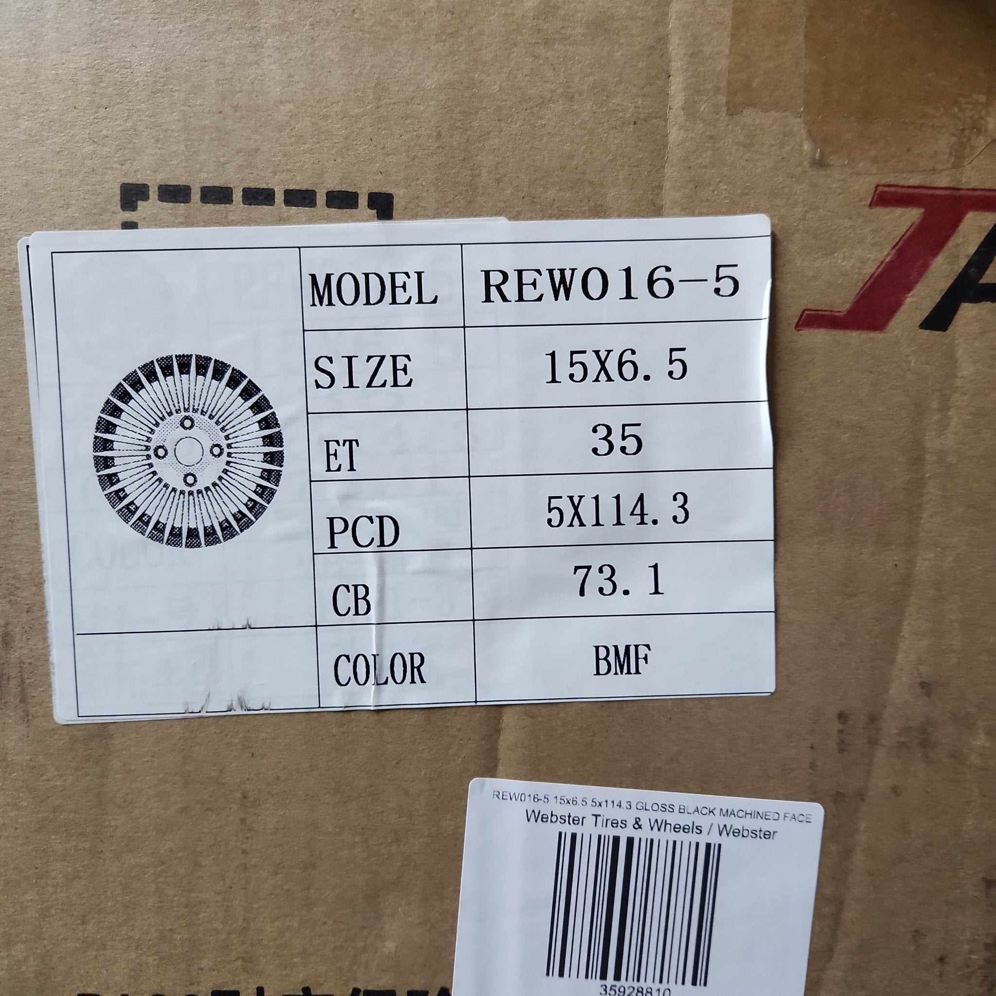 REW016 - 5 15x6.5 5x114.3 GLOSS BLACK MACHINED FACE - Gun Hill Tire House (WTW - WHOLESALE TIRES & WHEELS)