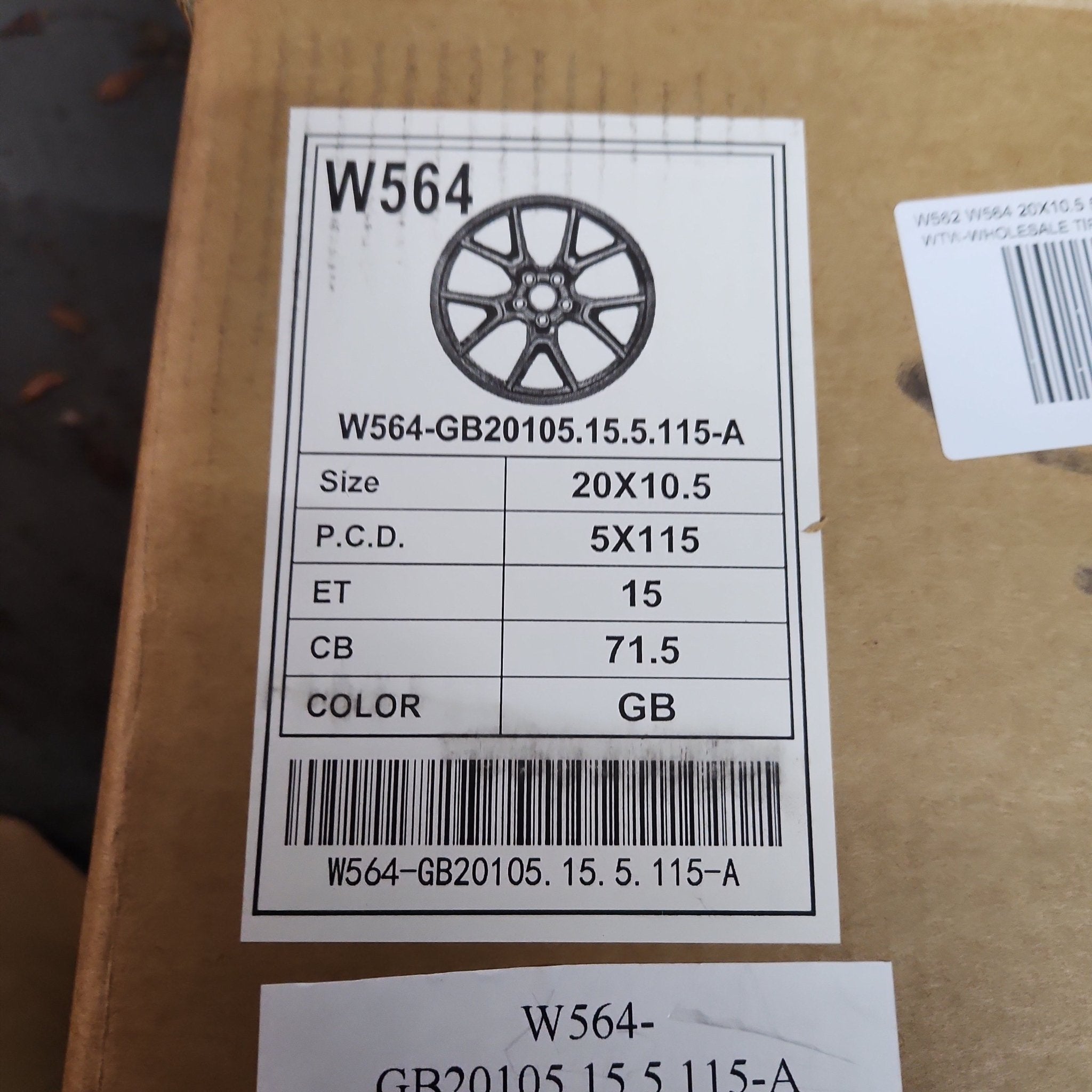 W562 W564 20X10.5 5X115 GLOSS BLACK - Gun Hill Tire House (WTW - WHOLESALE TIRES & WHEELS)