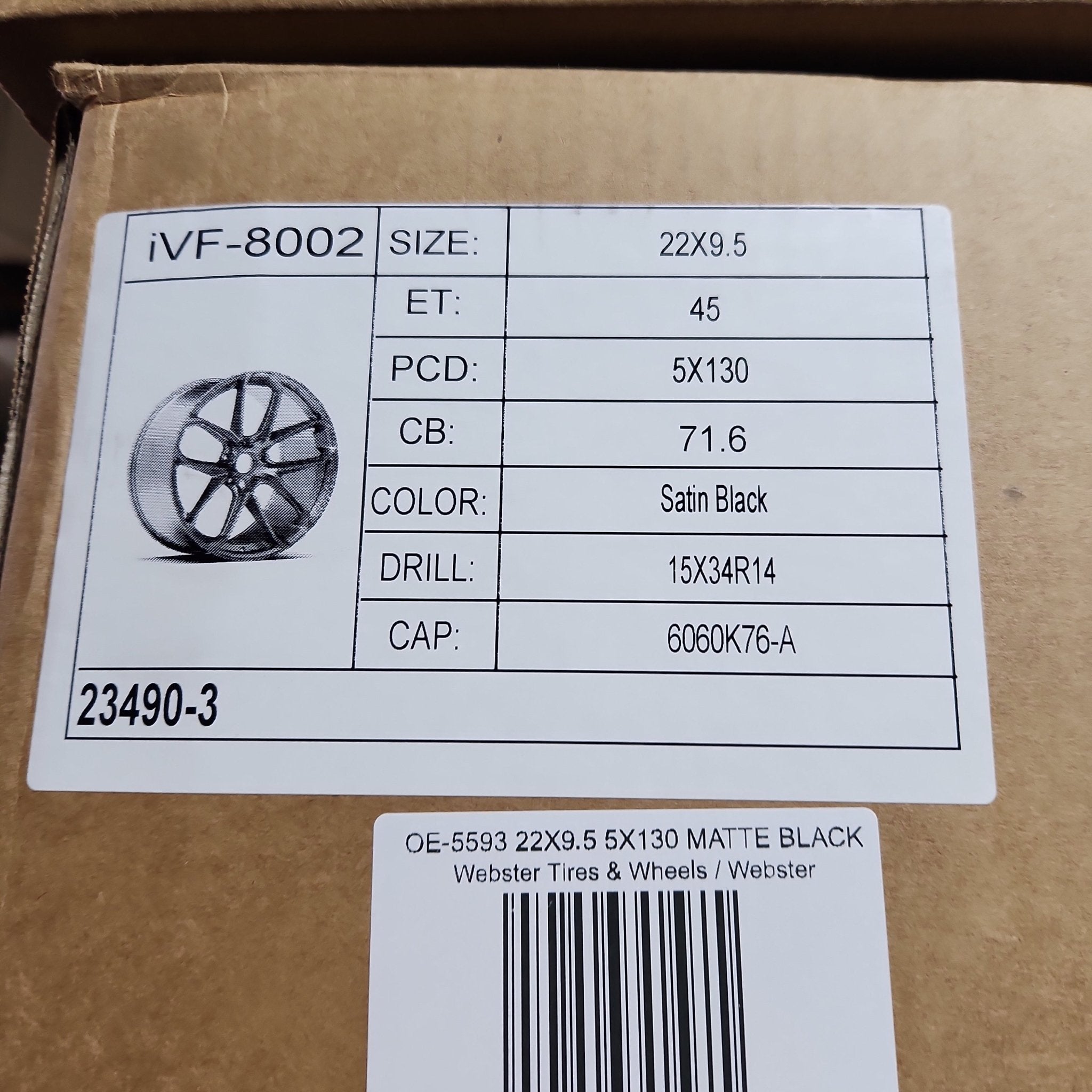 OE - 5593 22X9.5 5X130 MATTE BLACK - Gun Hill Tire House (WTW - WHOLESALE TIRES & WHEELS)