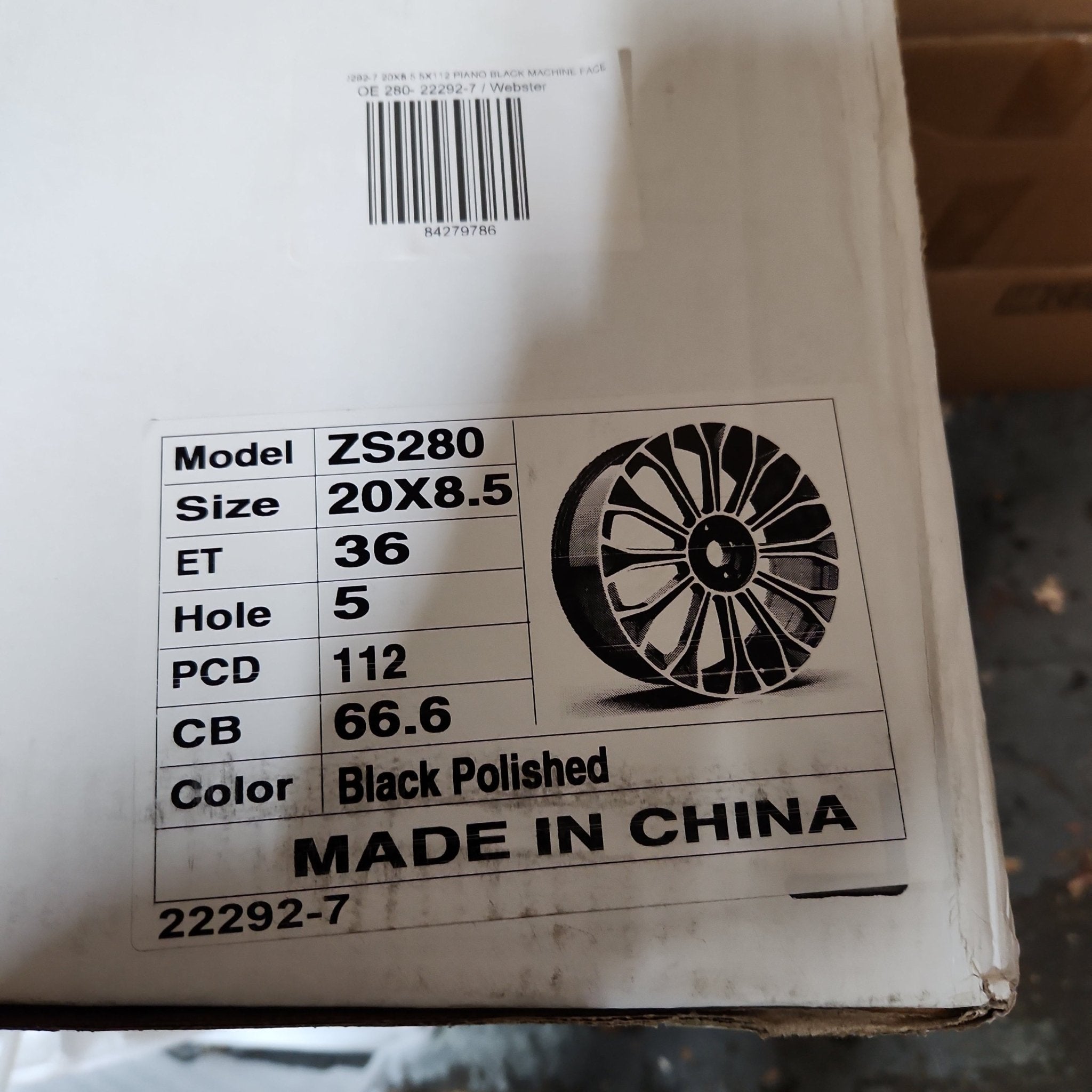 OE 280 - 22292 - 7 WHEELS 20X8.5 5X112 PIANO BLACK MACHINE FACE - Gun Hill Tire House (WTW - WHOLESALE TIRES & WHEELS)