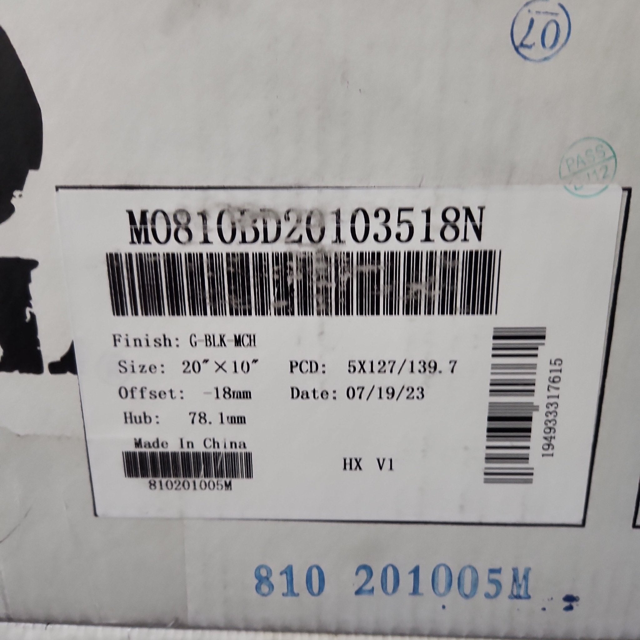 MO810 20x10 5x127 5x139.7 GLOSS BLACK ACHINED - Gun Hill Tire House (WTW - WHOLESALE TIRES & WHEELS)