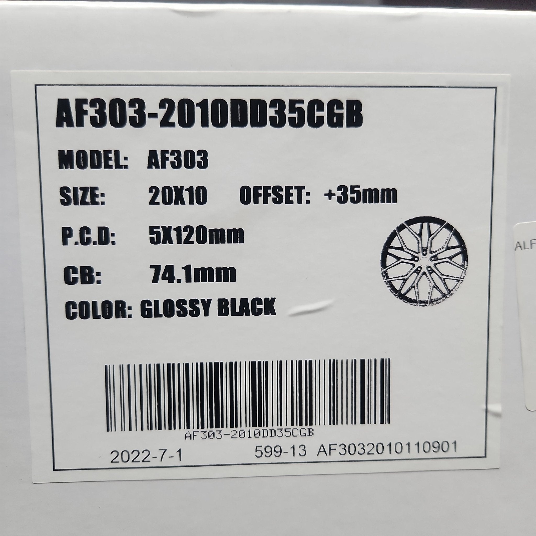 ALFINA AF303 20X10 5X120 GLOSS BLACK - Gun Hill Tire House (WTW - WHOLESALE TIRES & WHEELS)