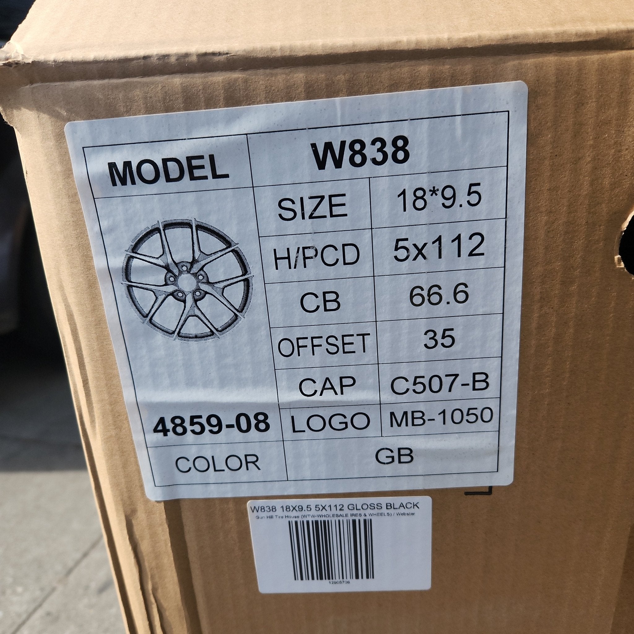 W838 18X9.5 5X112 GLOSS BLACK - Gun Hill Tire House (WTW - WHOLESALE TIRES & WHEELS)