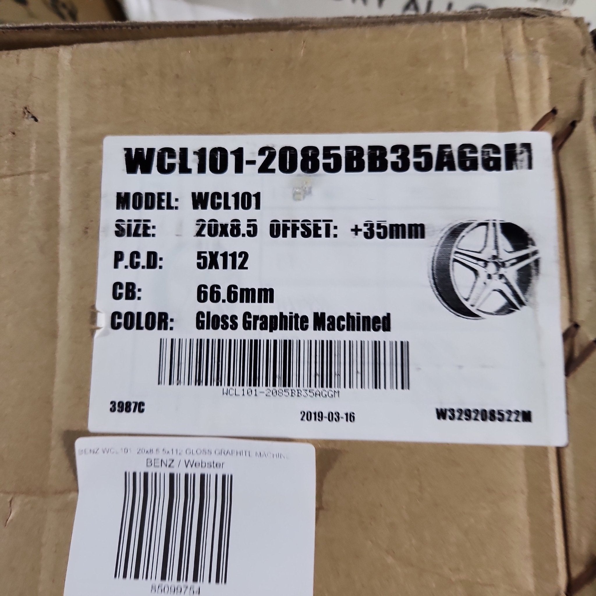 WCL101 W828 WHEELS 20x8.5 5x112 GLOSS GRAPHITE MACHINE - Gun Hill Tire House (WTW - WHOLESALE TIRES & WHEELS)