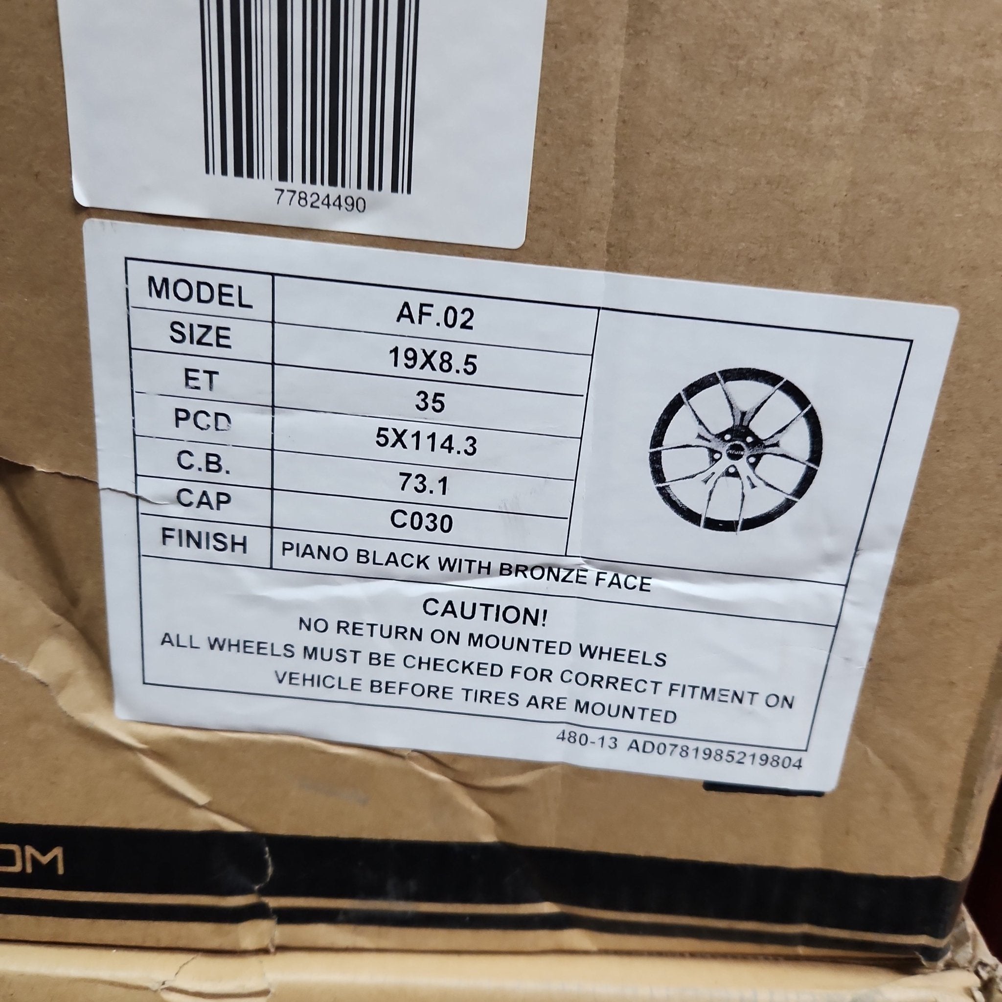 AF02 19x8.5 5x4.5 PIANO BLACK W BRONZE FACE - Gun Hill Tire House (WTW - WHOLESALE TIRES & WHEELS)