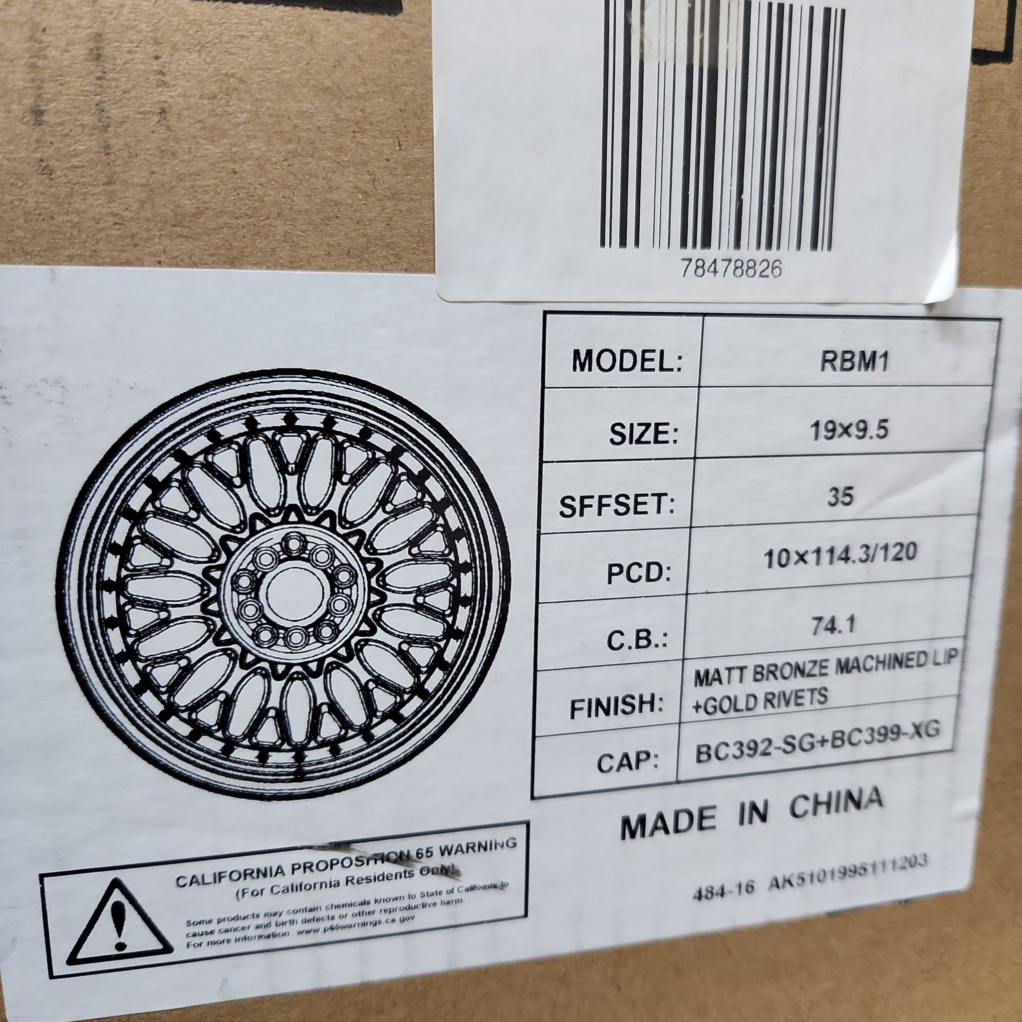 UNLEASH - RBM1 19X9.5 5X4.5/ 5X120 MATT BRONZE MACHINE LIP GOLD RIVETS - Gun Hill Tire House (WTW - WHOLESALE TIRES & WHEELS)