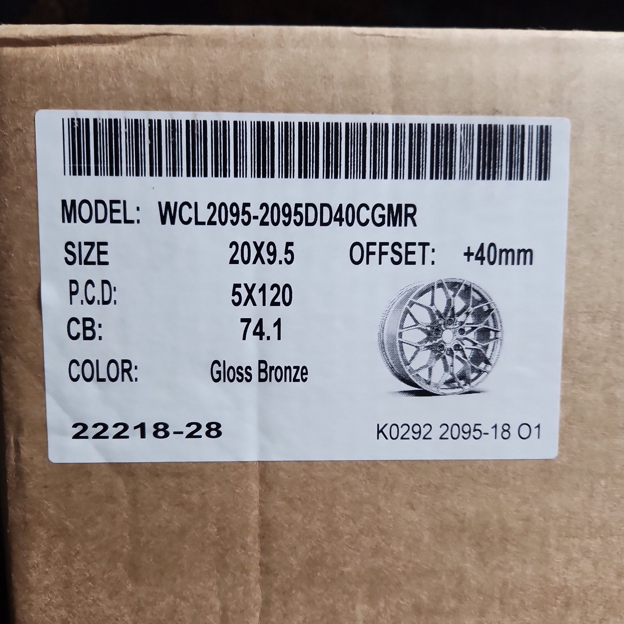 WCL206 20X9.5 5X120 GLOSS BRONZE - Gun Hill Tire House (WTW - WHOLESALE TIRES & WHEELS)