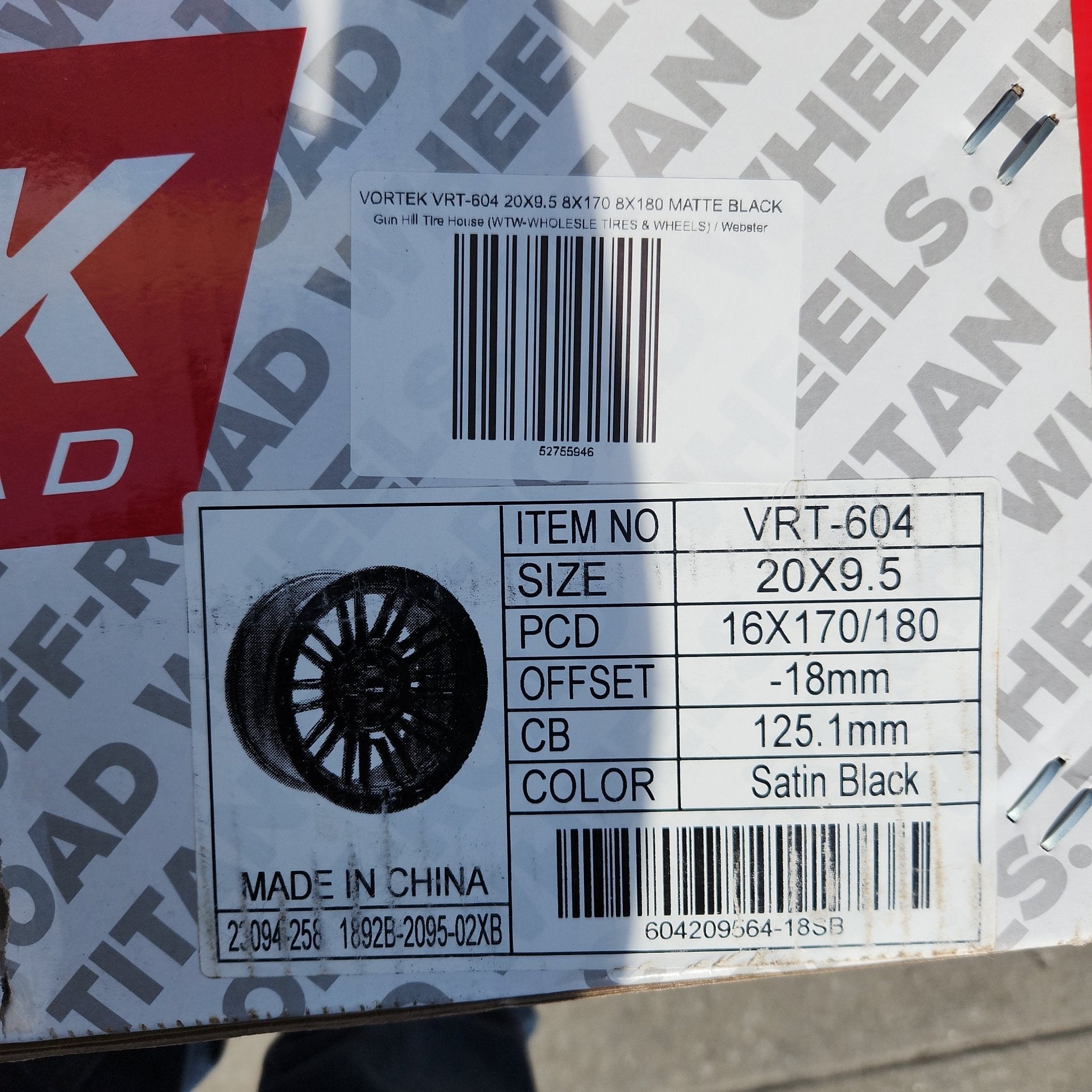 VORTEK VRT - 604 20X9.5 8X170 8X180 MATTE BLACK - Gun Hill Tire House (WTW - WHOLESALE TIRES & WHEELS)