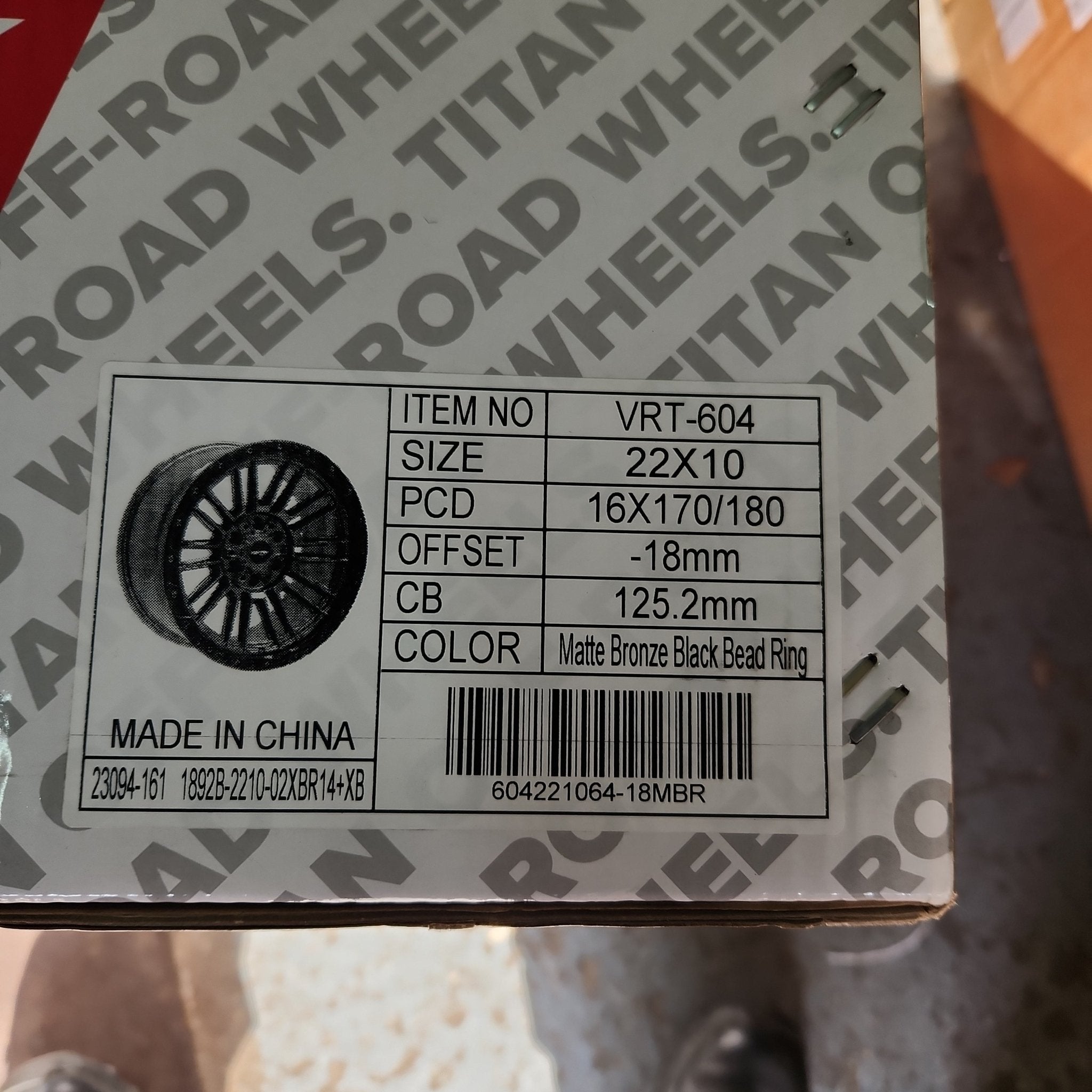 VORTEK VRT - 604 22X10 8X170 8X180 MATT BRONZE BLK BEAD RING - Gun Hill Tire House (WTW - WHOLESALE TIRES & WHEELS)