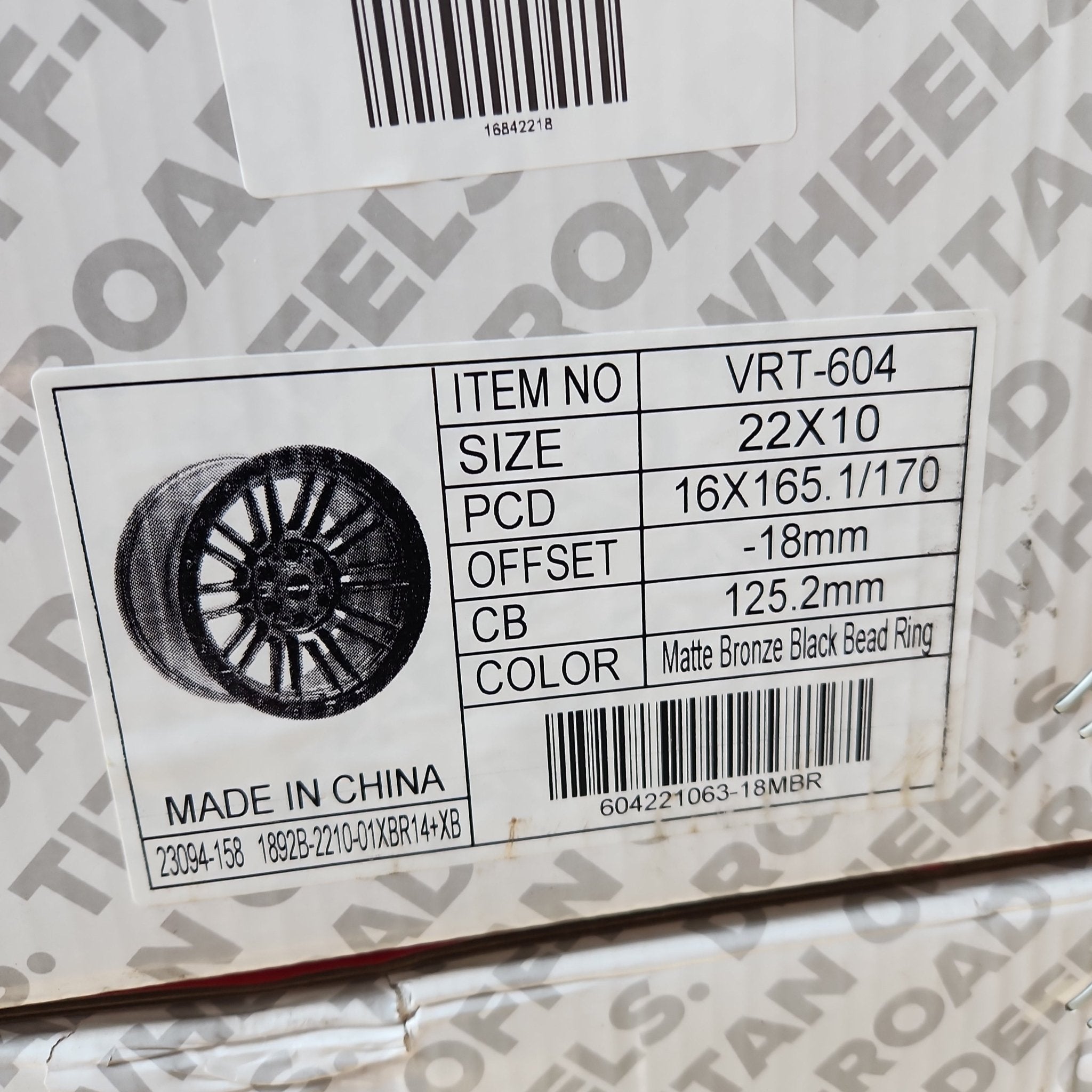 VORTEK VRT - 604 22X10 8X165 8X170 BRONZE BLK BEAD RING - Gun Hill Tire House (WTW - WHOLESALE TIRES & WHEELS)