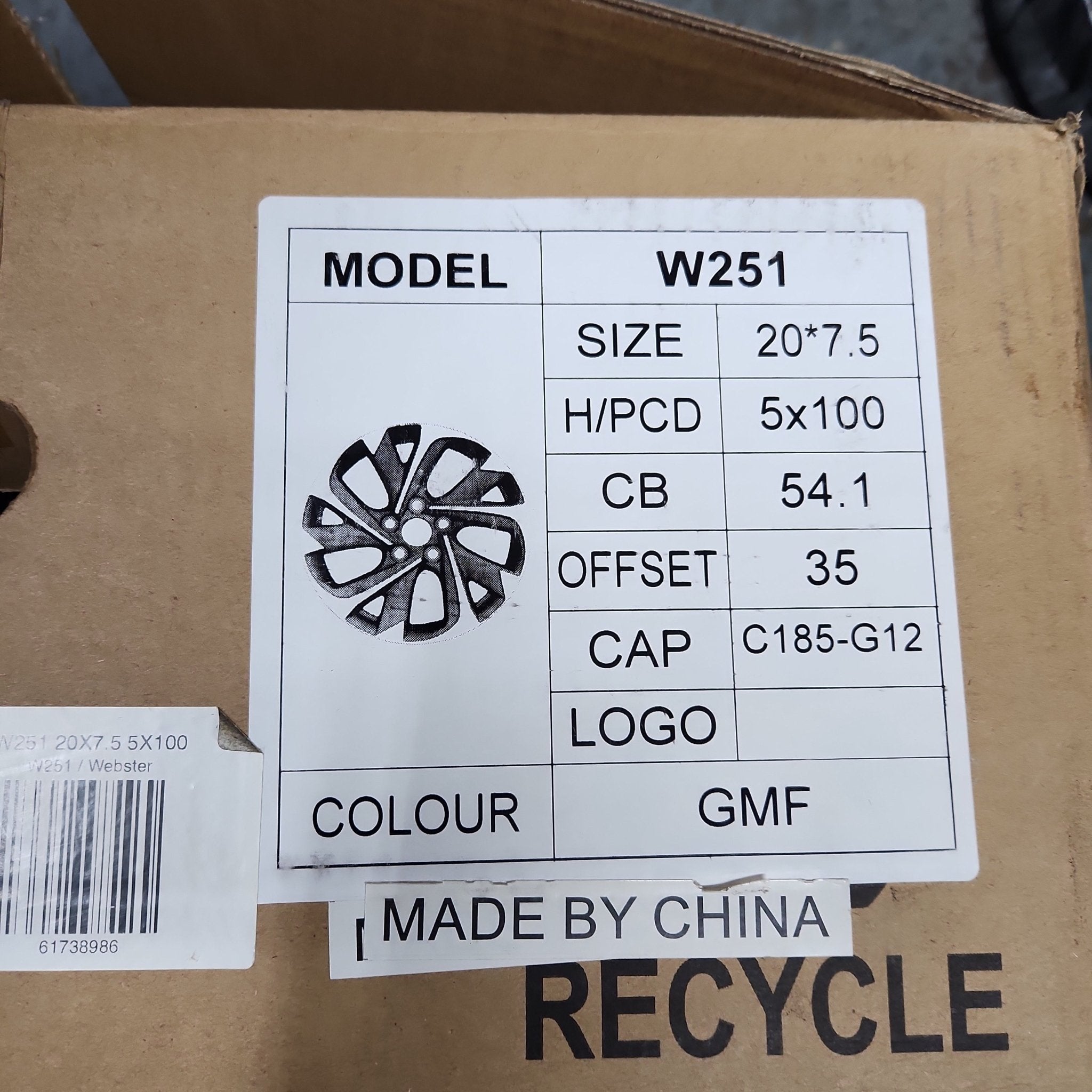 W251 20X7.5 5X100 - Gun Hill Tire House (WTW - WHOLESALE TIRES & WHEELS)