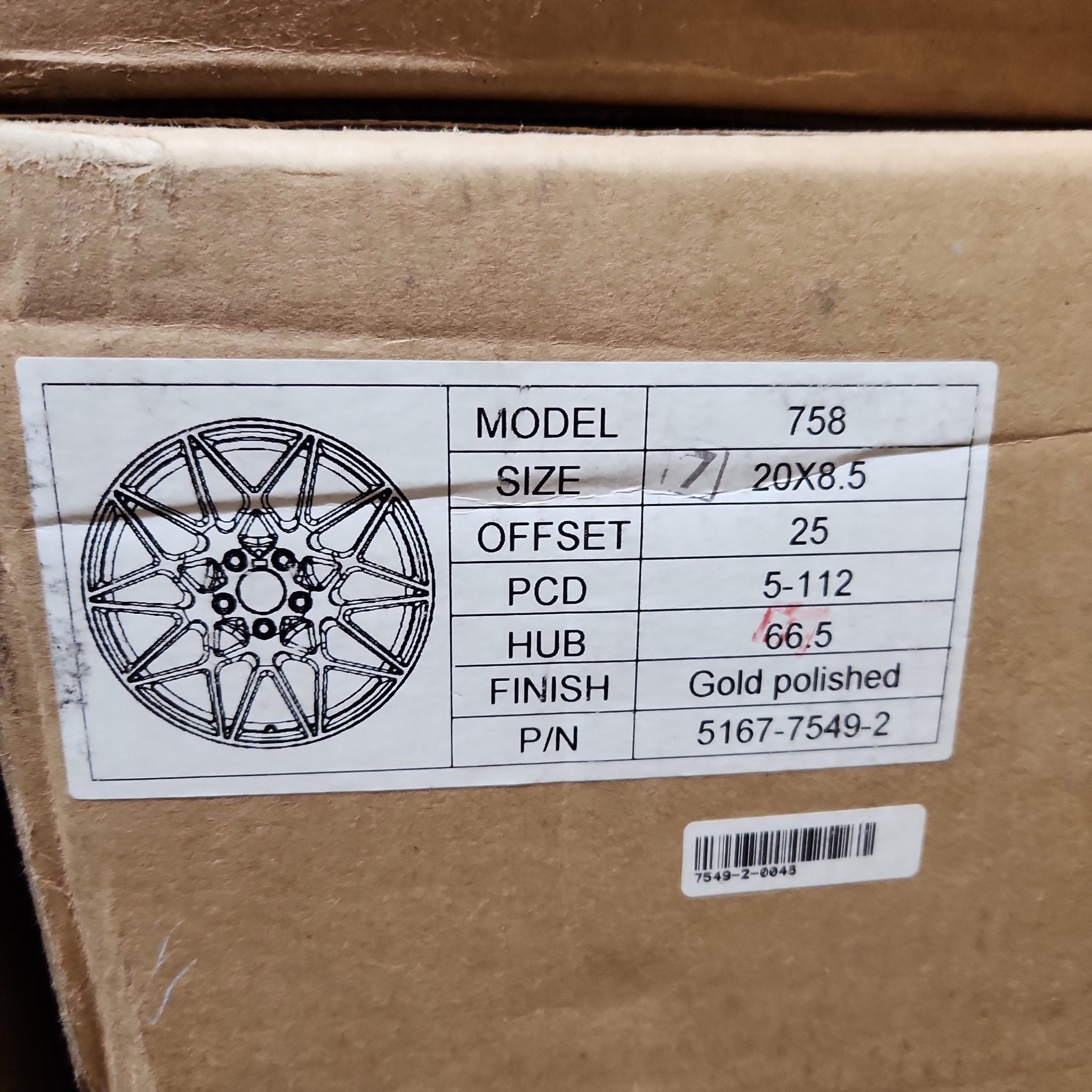 758 WHEELS 20X8.5 5X112 GOLD POLISHED - Gun Hill Tire House (WTW - WHOLESALE TIRES & WHEELS)