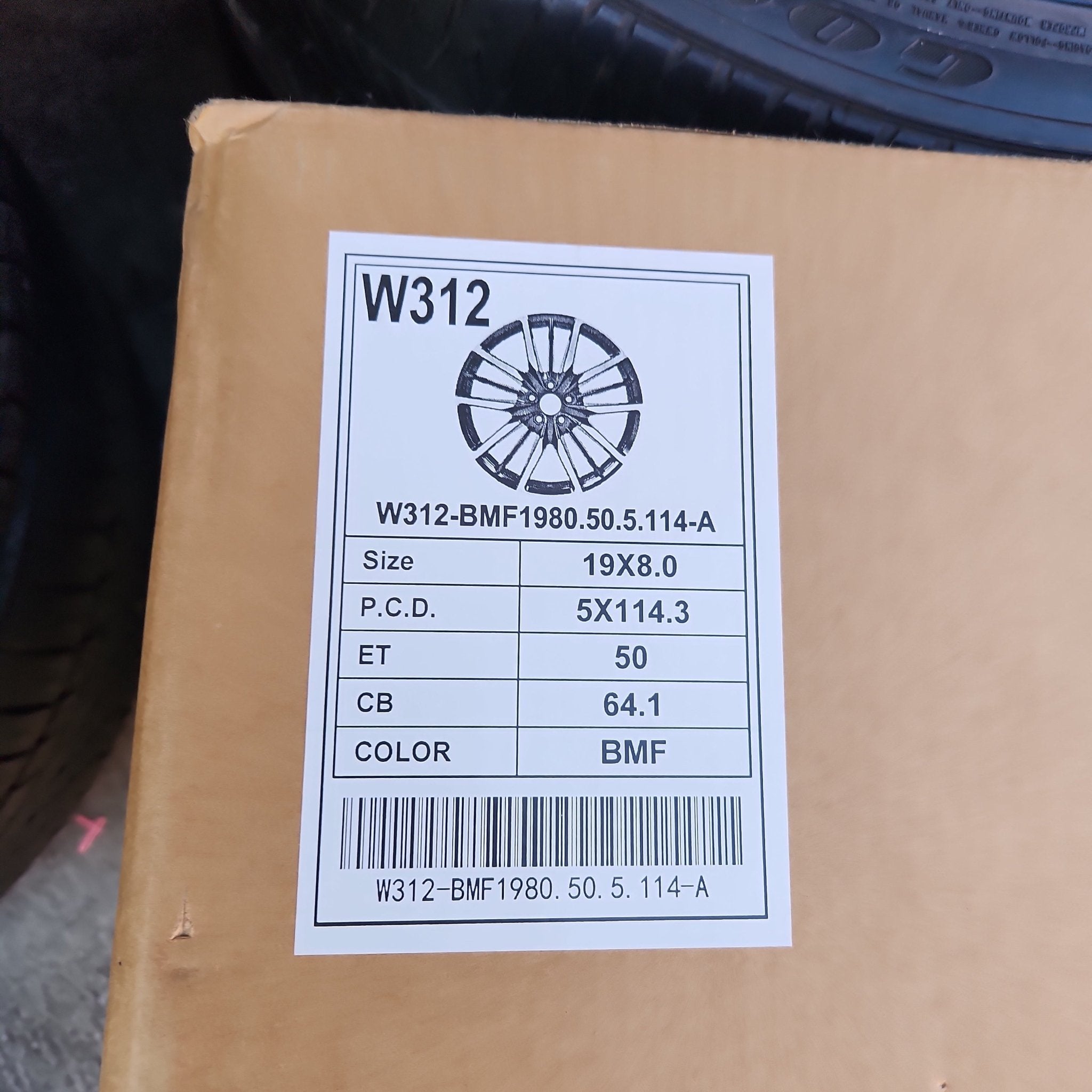 W312 19x8.0 5x114.3 GLOSS BLACK MACHINED FACE - Gun Hill Tire House (WTW - WHOLESALE TIRES & WHEELS)