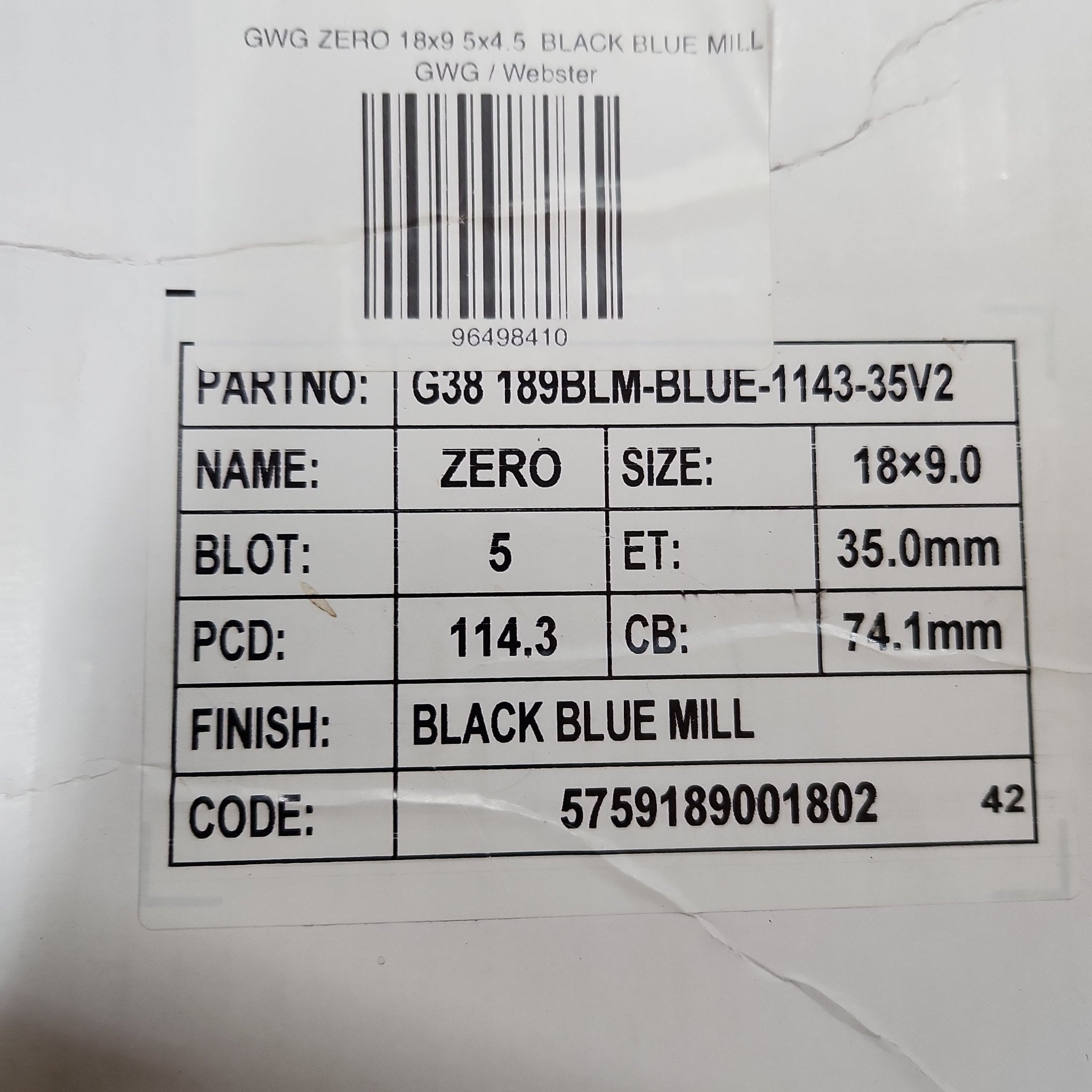 GWG G38 18x9 5x4.5 BLACK BLUE MILL - Gun Hill Tire House (WTW - WHOLESALE TIRES & WHEELS)