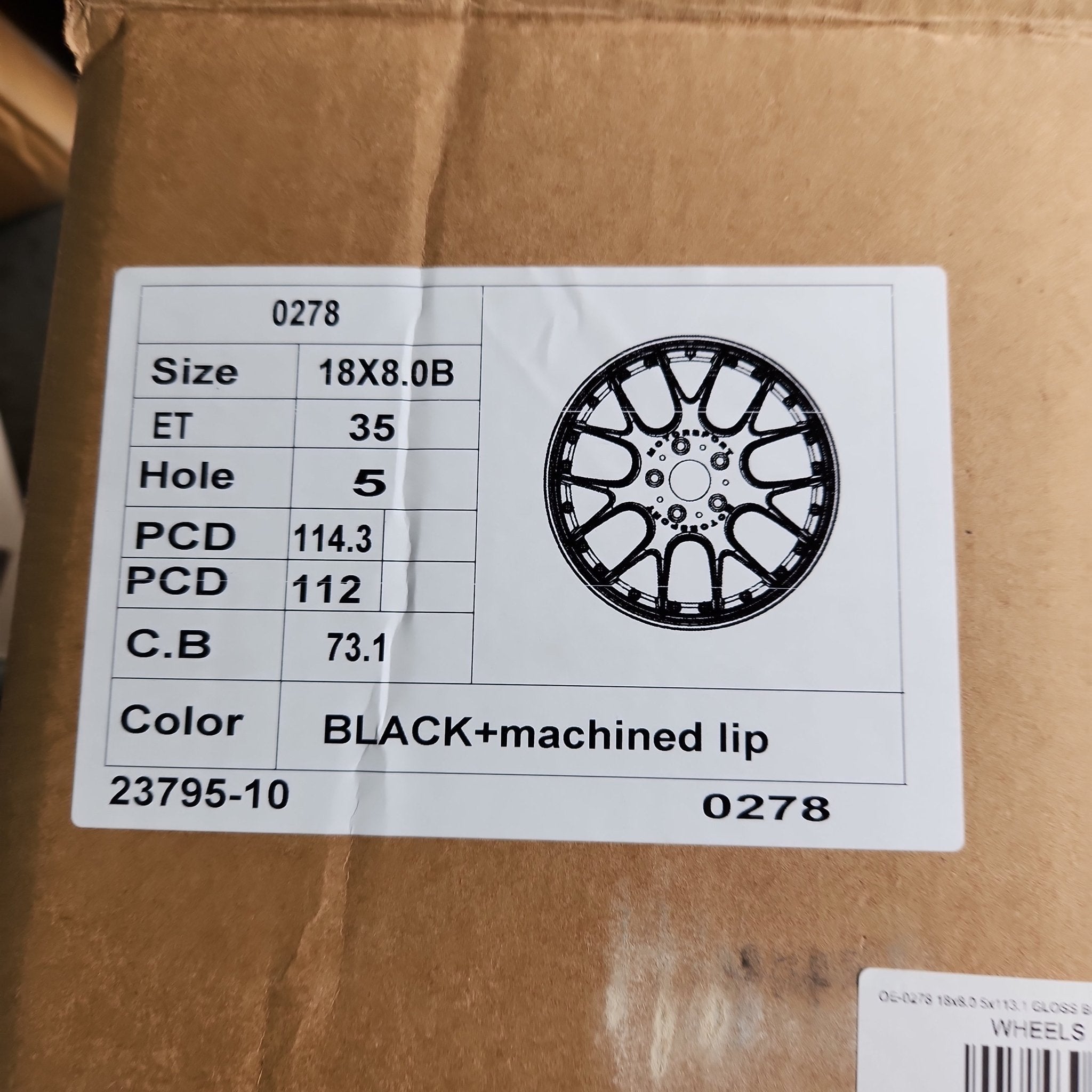 OE - 0278 18x8.0 5x112 / 5X114.3 GLOSS BLACK MACHINED LINE CHROME RIVETS - Gun Hill Tire House (WTW - WHOLESALE TIRES & WHEELS)