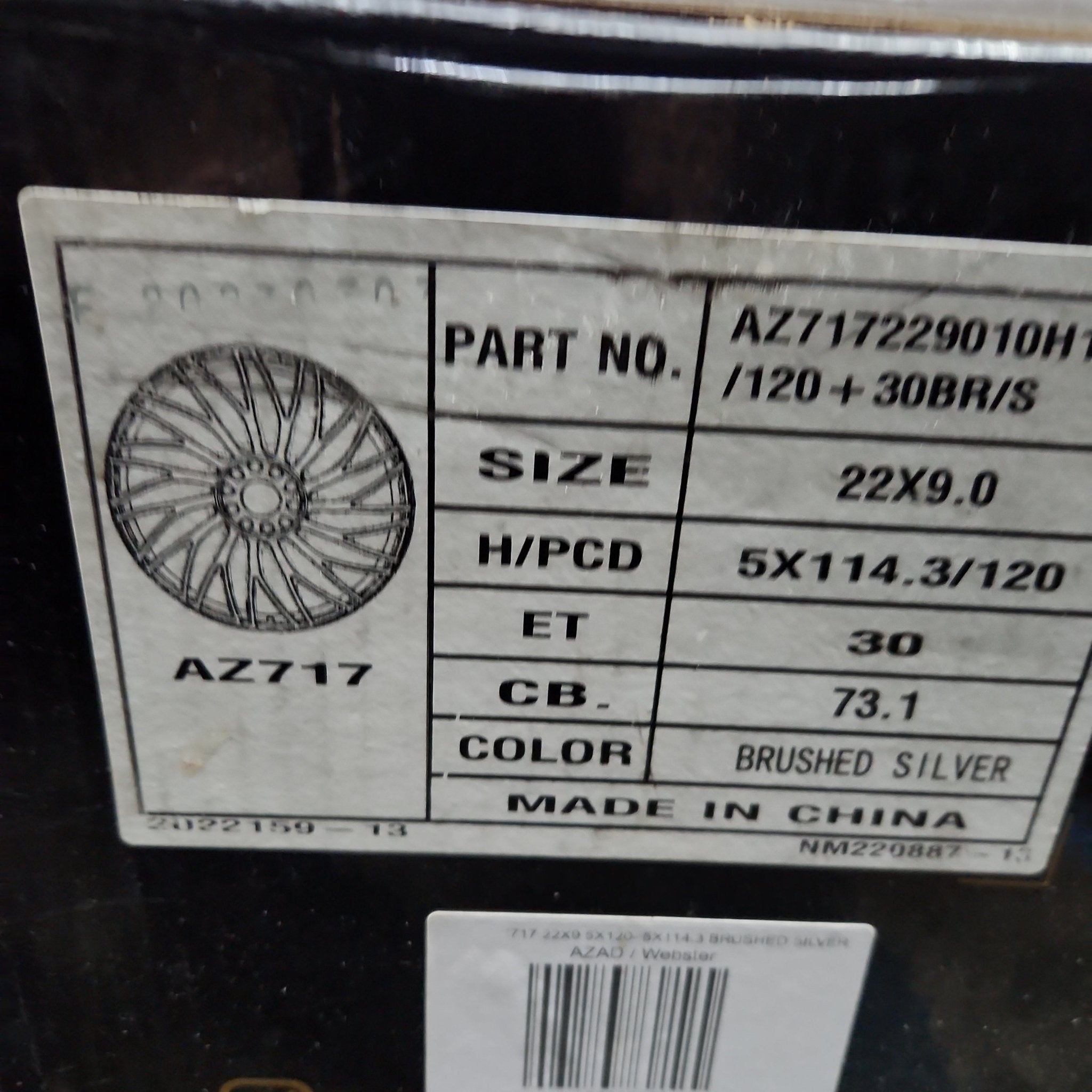 AZAD AZ717 22X9 5X120 - 5X114.3 BRUSHED SILVER - Gun Hill Tire House (WTW - WHOLESALE TIRES & WHEELS)