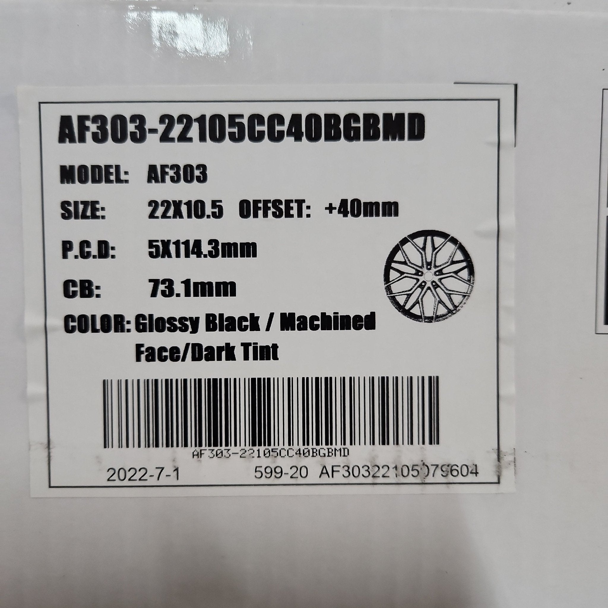 ALFINA AF303 22X10.5 5X4.5 GLOSS BLACK MACHINE FACE DARK TINT - Gun Hill Tire House (WTW - WHOLESALE TIRES & WHEELS)