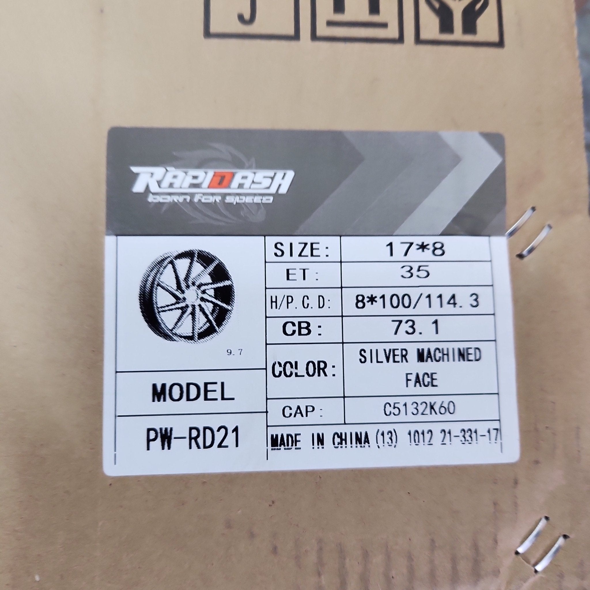 RAPIDASH RD21 17x8 4X100 / 4X4.5 SILVER MACHINE FACE - Gun Hill Tire House (WTW - WHOLESALE TIRES & WHEELS)