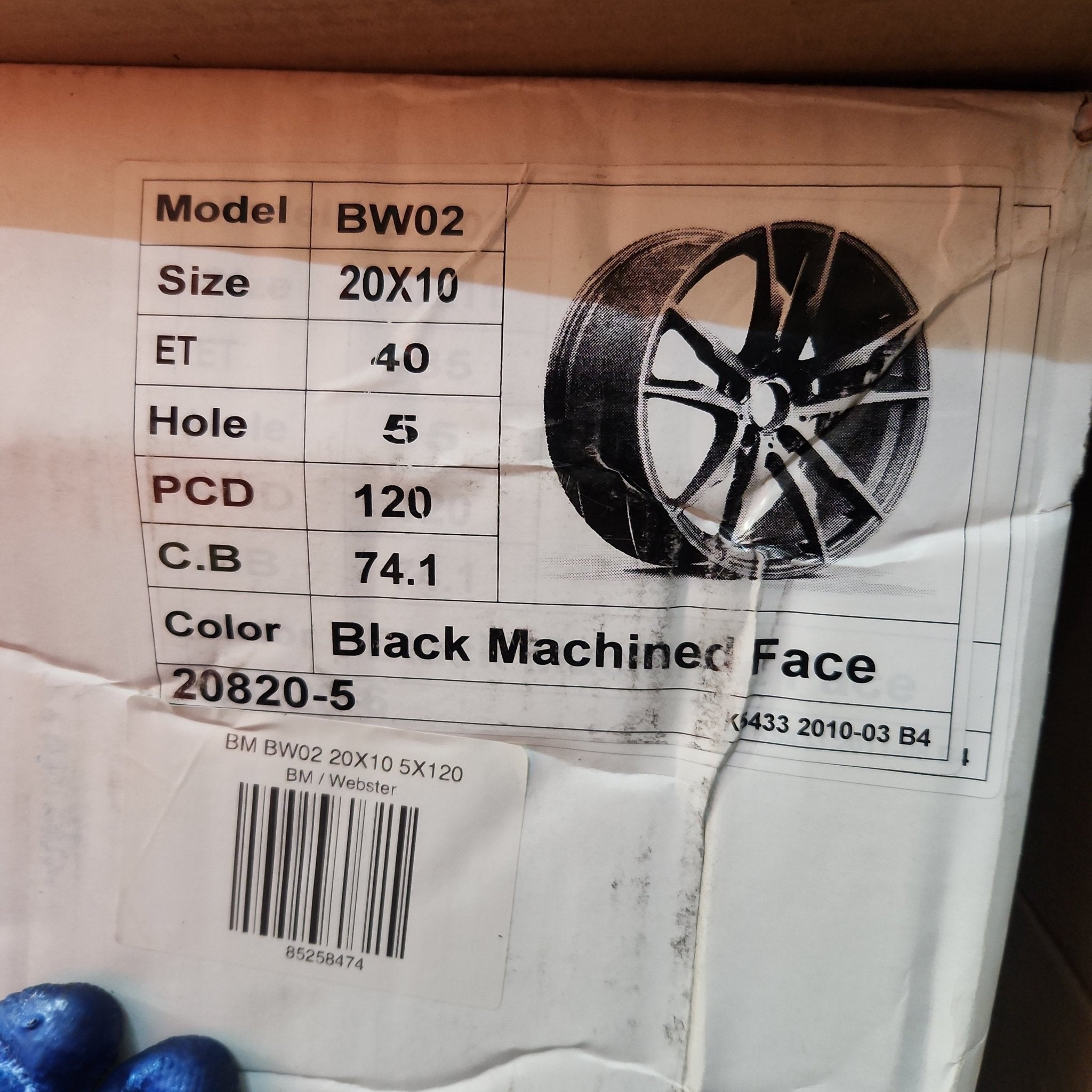 BW02 WHEELS 20X10 5X120 BLACK MACHINE FACE - Gun Hill Tire House (WTW - WHOLESALE TIRES & WHEELS)