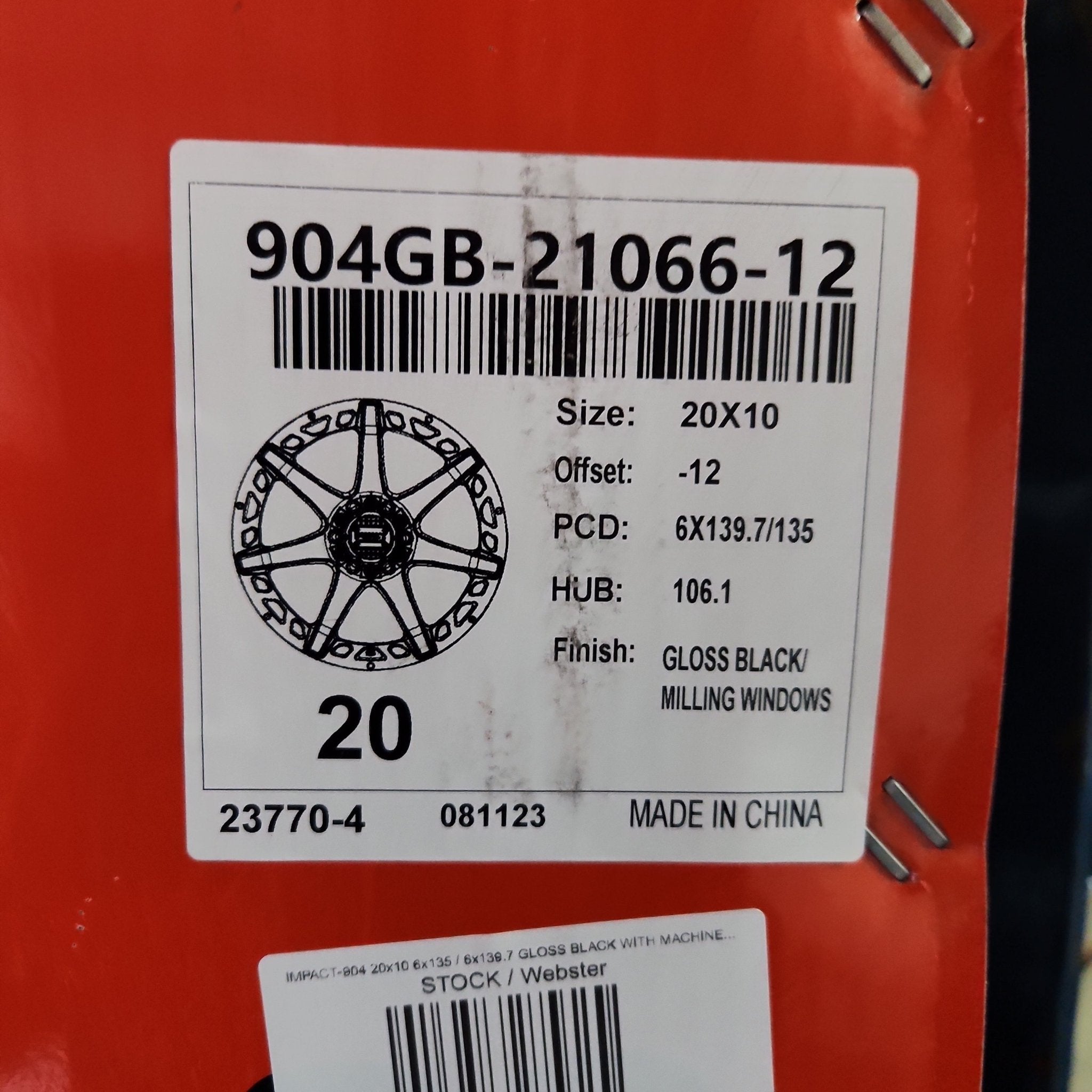 IMPACT - 904 20x10 6x135 / 6x139.7 GLOSS BLACK WITH MACHINED MILLING WINDOW - Gun Hill Tire House (WTW - WHOLESALE TIRES & WHEELS)