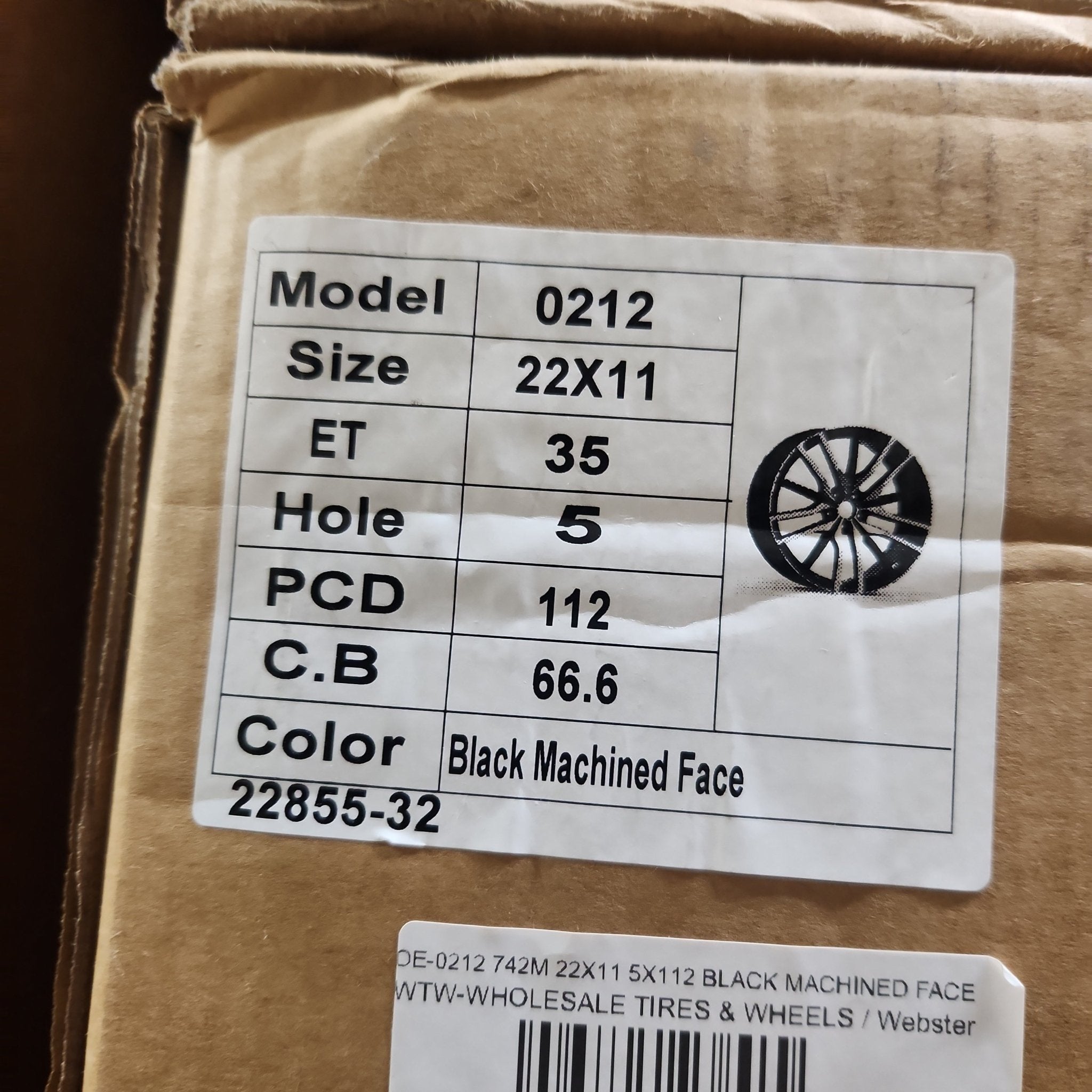 OE - 0212 742M 22X11 5X112 PIANO BLACK MACHINED FACE - Gun Hill Tire House (WTW - WHOLESALE TIRES & WHEELS)