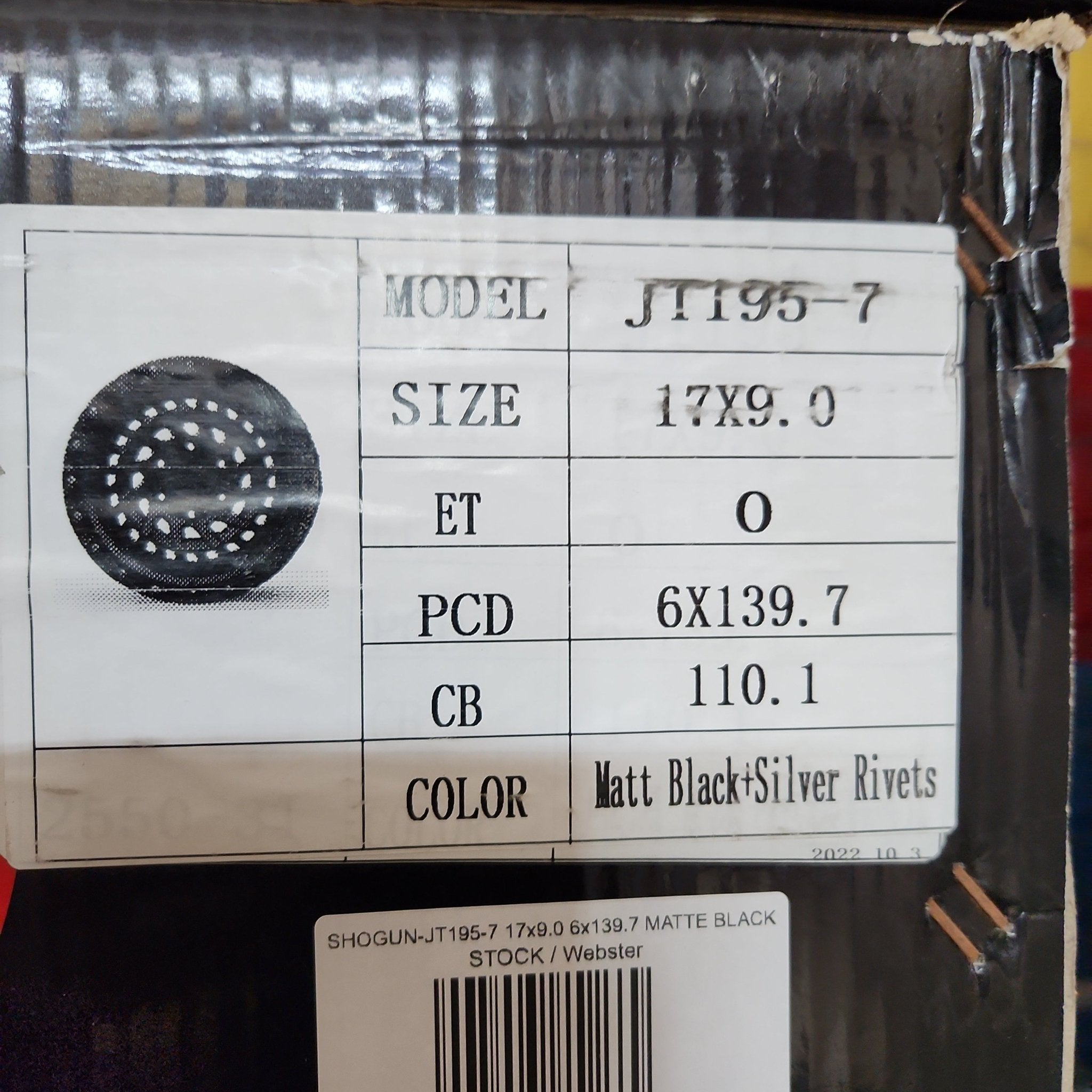 SHOGUN - JT195 - 7 17x9.0 6x139.7 MATTE BLACK - Gun Hill Tire House (WTW - WHOLESALE TIRES & WHEELS)
