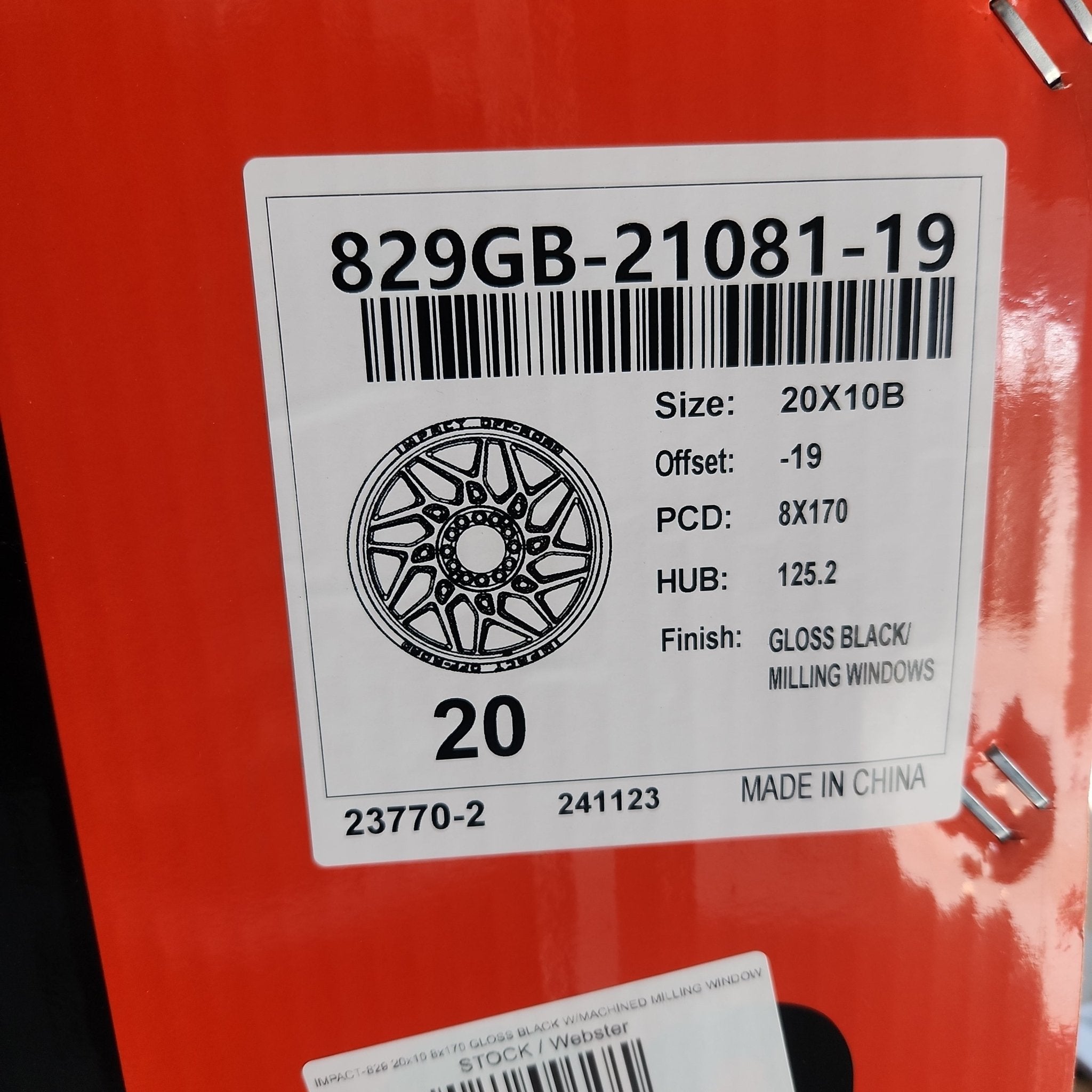 IMPACT - 829 20x10 8x170 GLOSS BLACK W/MACHINED MILLING WINDOW - Gun Hill Tire House (WTW - WHOLESALE TIRES & WHEELS)