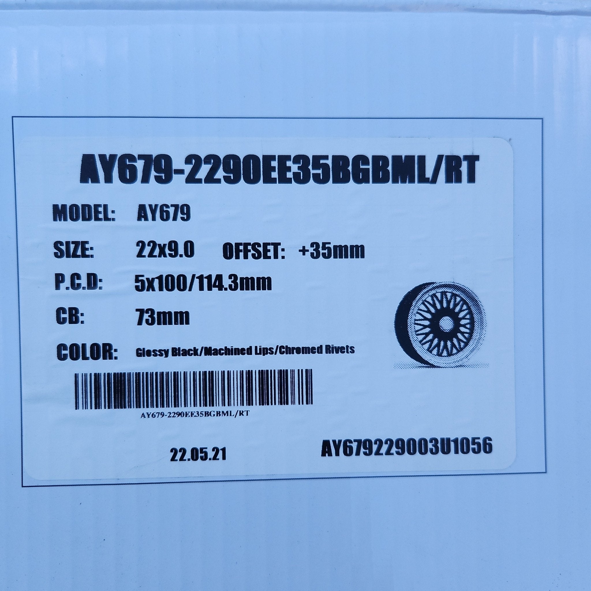 ALFINA AY679 22x9 5X100 5X114.3 GLOSS BLACK MACHINED FACE - Gun Hill Tire House (WTW - WHOLESALE TIRES & WHEELS)
