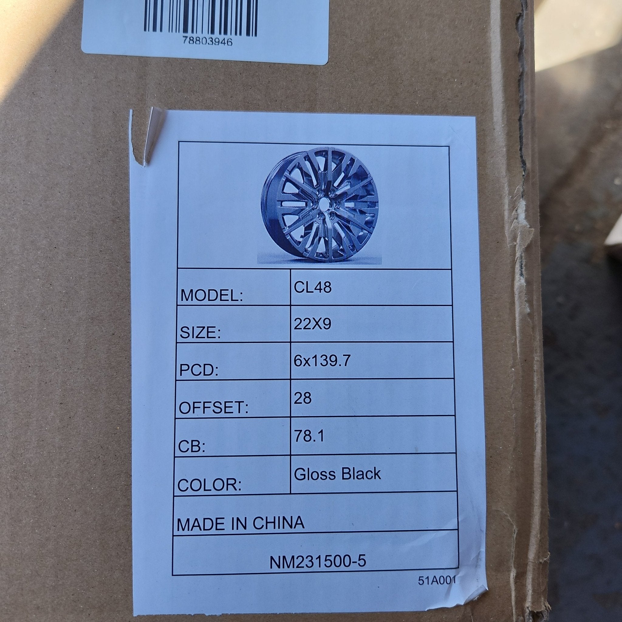 CL48 SUBURBAN STYLE 22x9.0 6x139.7 GLOSS BLACK - Gun Hill Tire House (WTW - WHOLESALE TIRES & WHEELS)