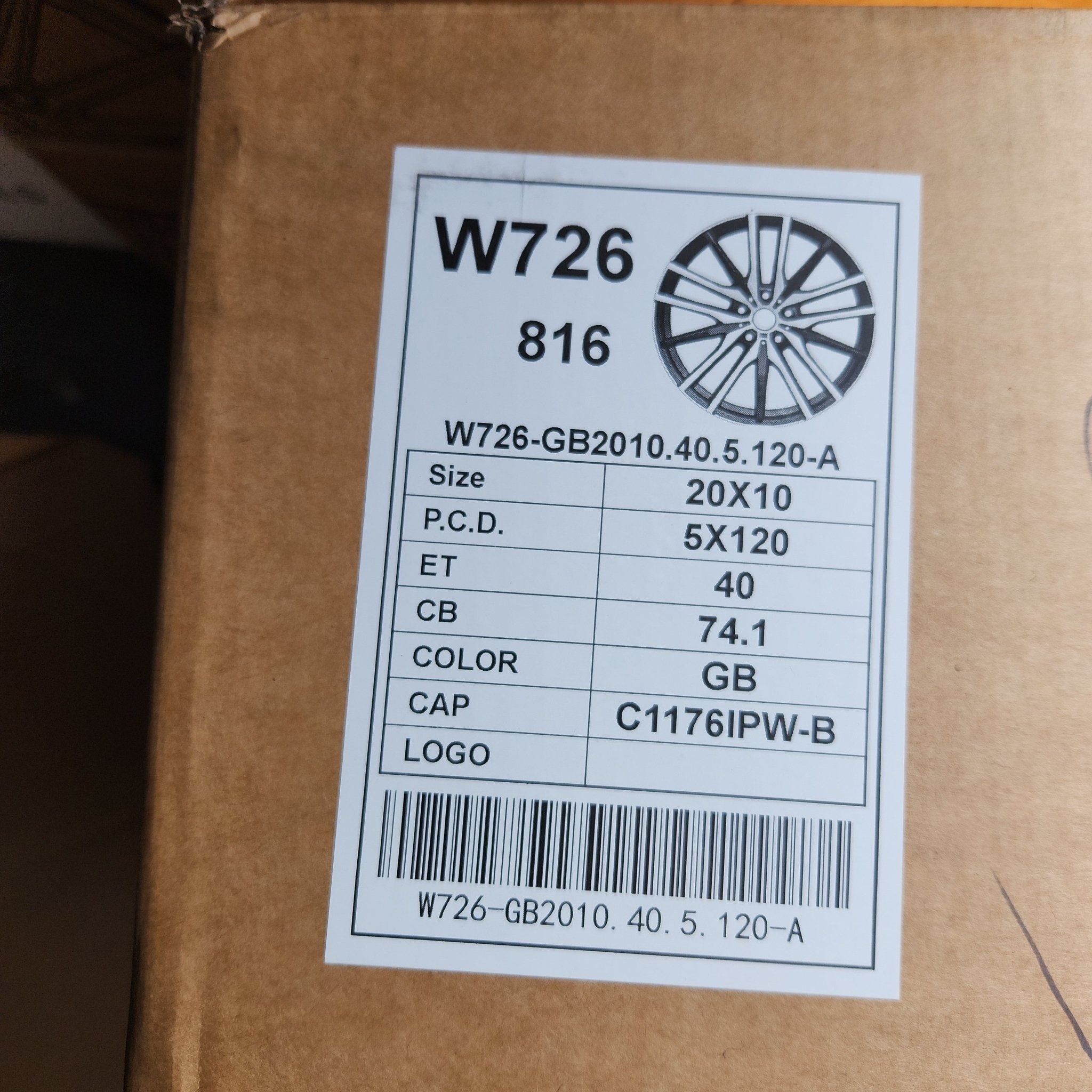 W726 20x10 5x120 GLOSS BLACK - Gun Hill Tire House (WTW - WHOLESALE TIRES & WHEELS)