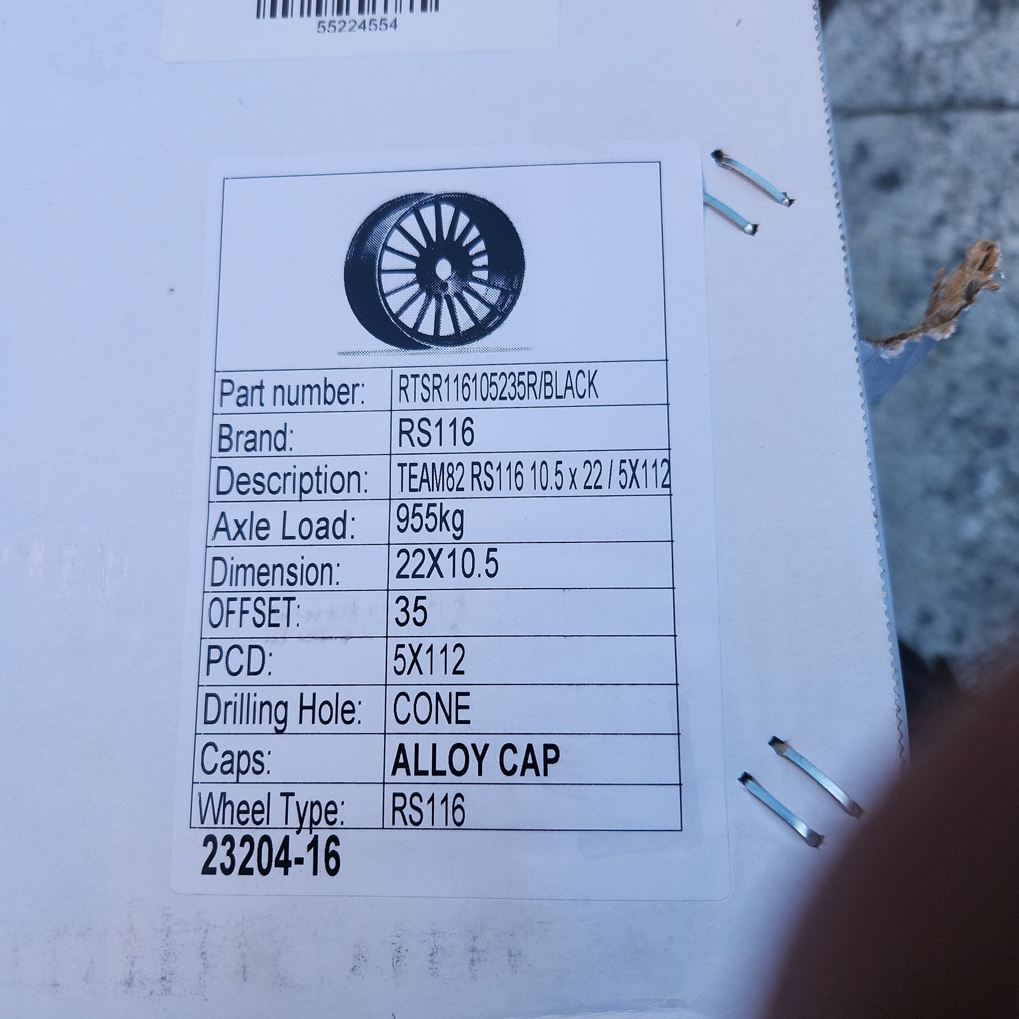 0124 22x10.5 5x112 GLOSS BLACK - Gun Hill Tire House (WTW - WHOLESALE TIRES & WHEELS)