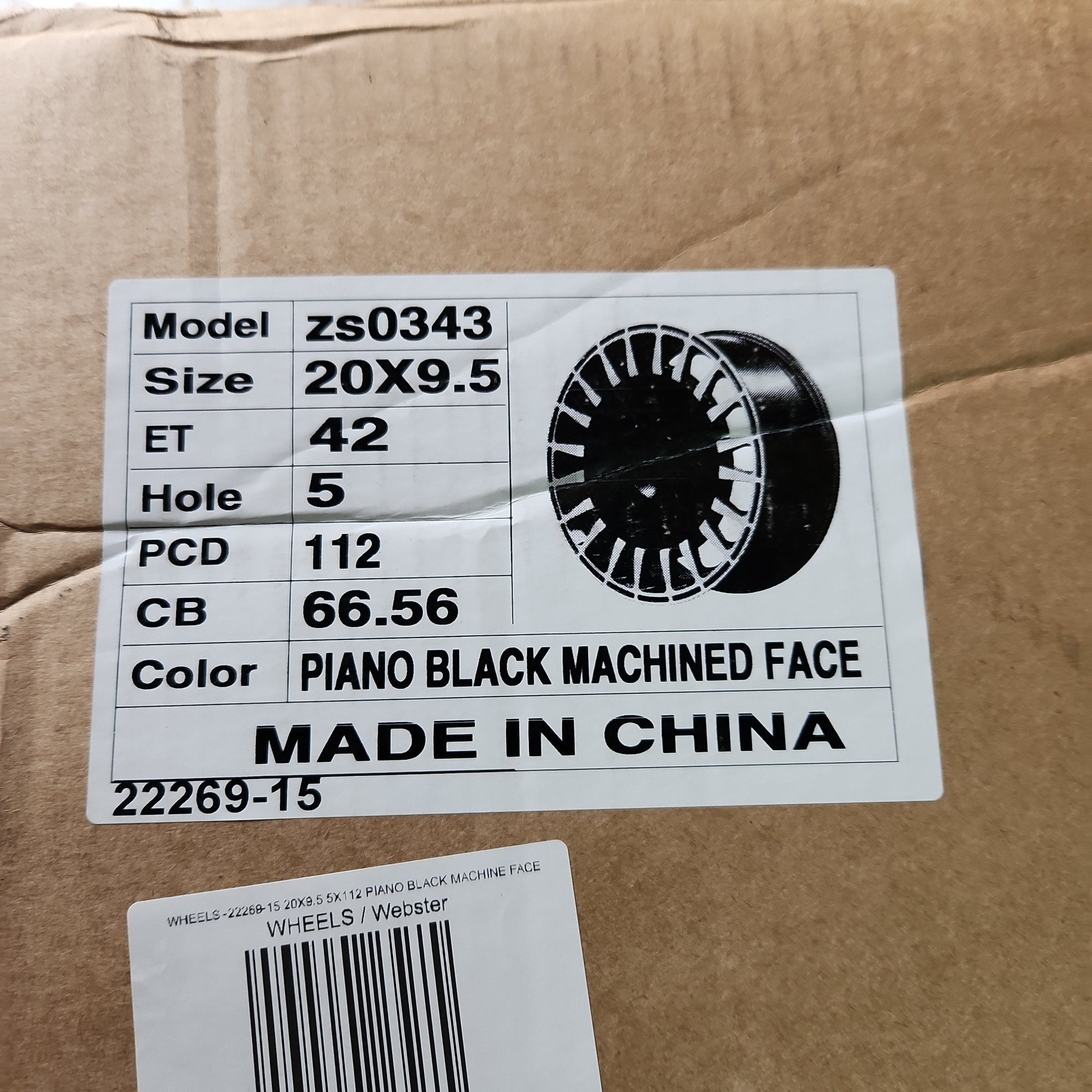 WHEELS - 22269 - 15 20X9.5 5X112 PIANO BLACK MACHINE FACE - Gun Hill Tire House (WTW - WHOLESALE TIRES & WHEELS)