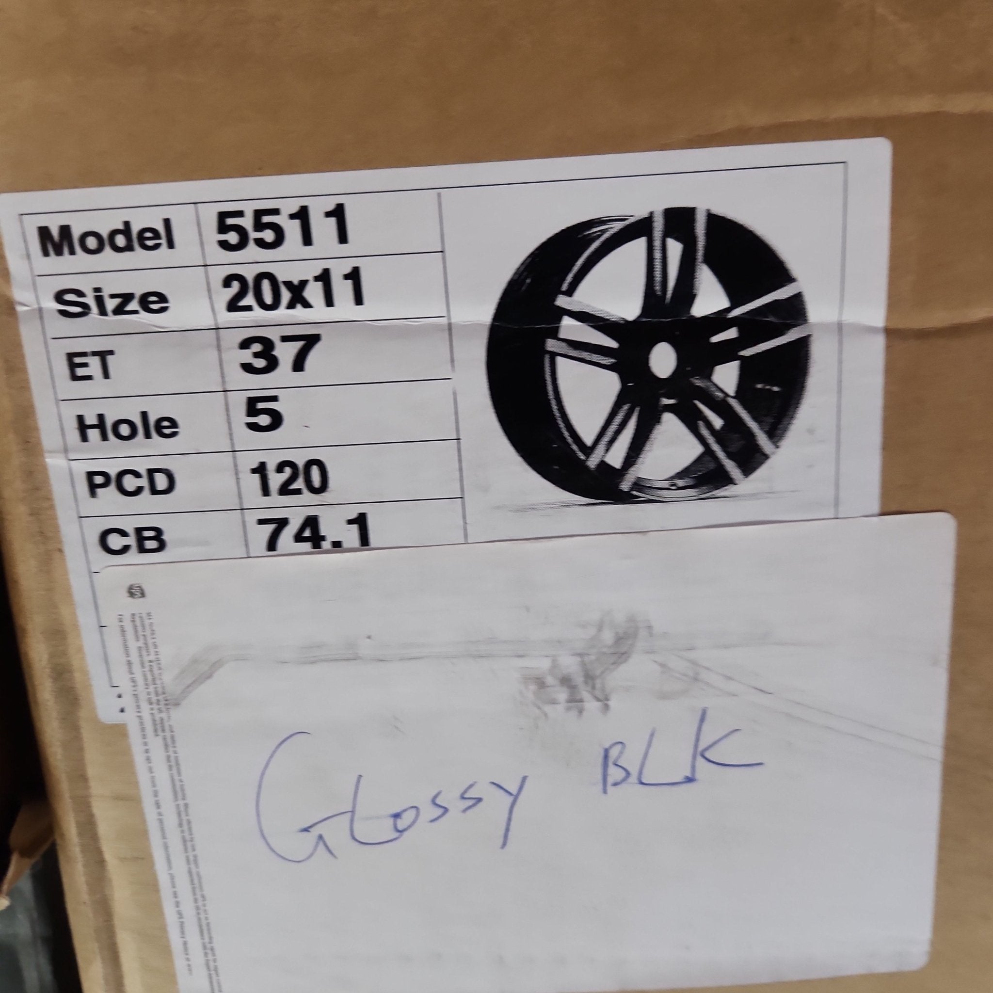 OE - 5511 20X11 5X112 GLOSS BLACK - Gun Hill Tire House (WTW - WHOLESALE TIRES & WHEELS)