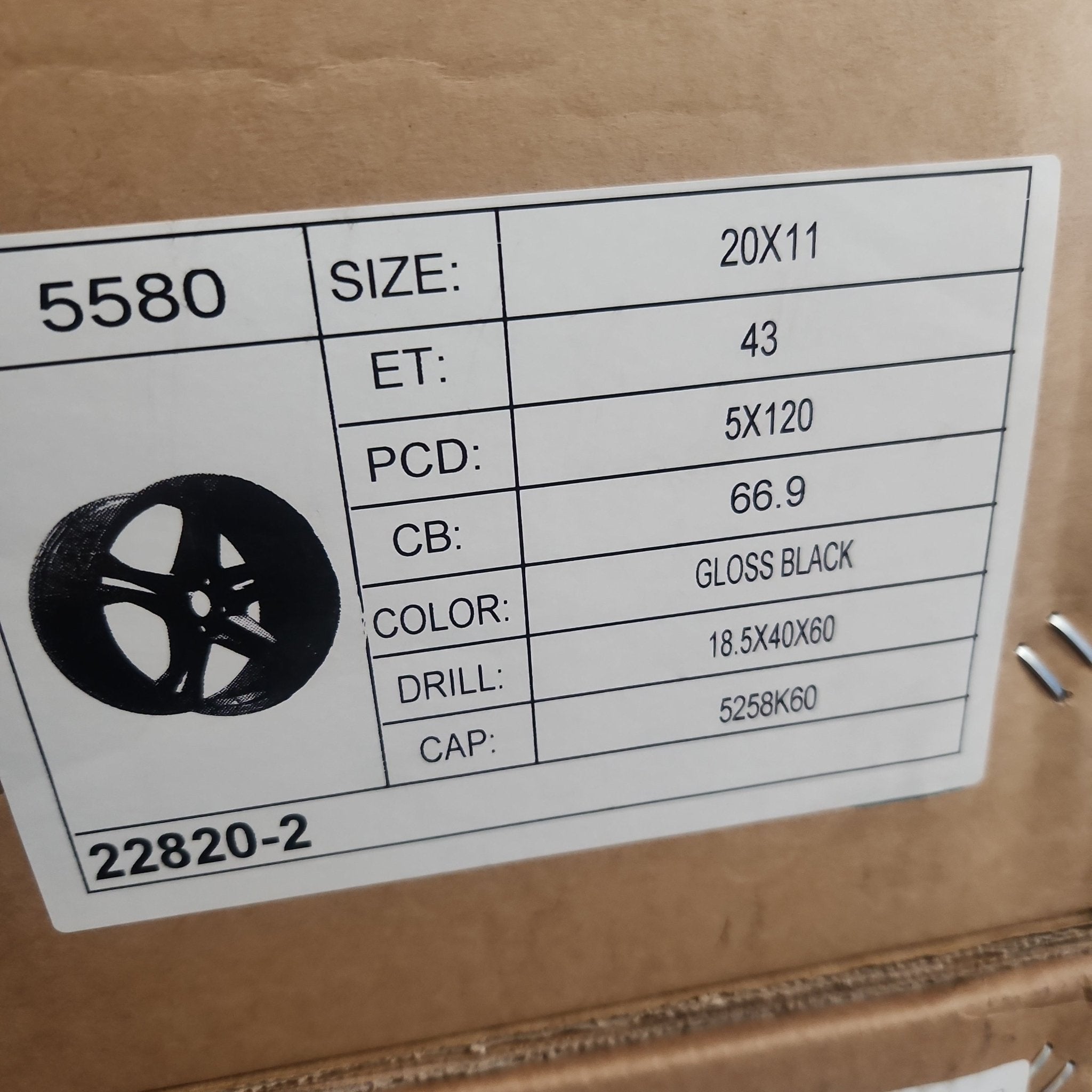 OE - 21919 - 33 20x11 5x120 GLOSS BLACK - Gun Hill Tire House (WTW - WHOLESALE TIRES & WHEELS)