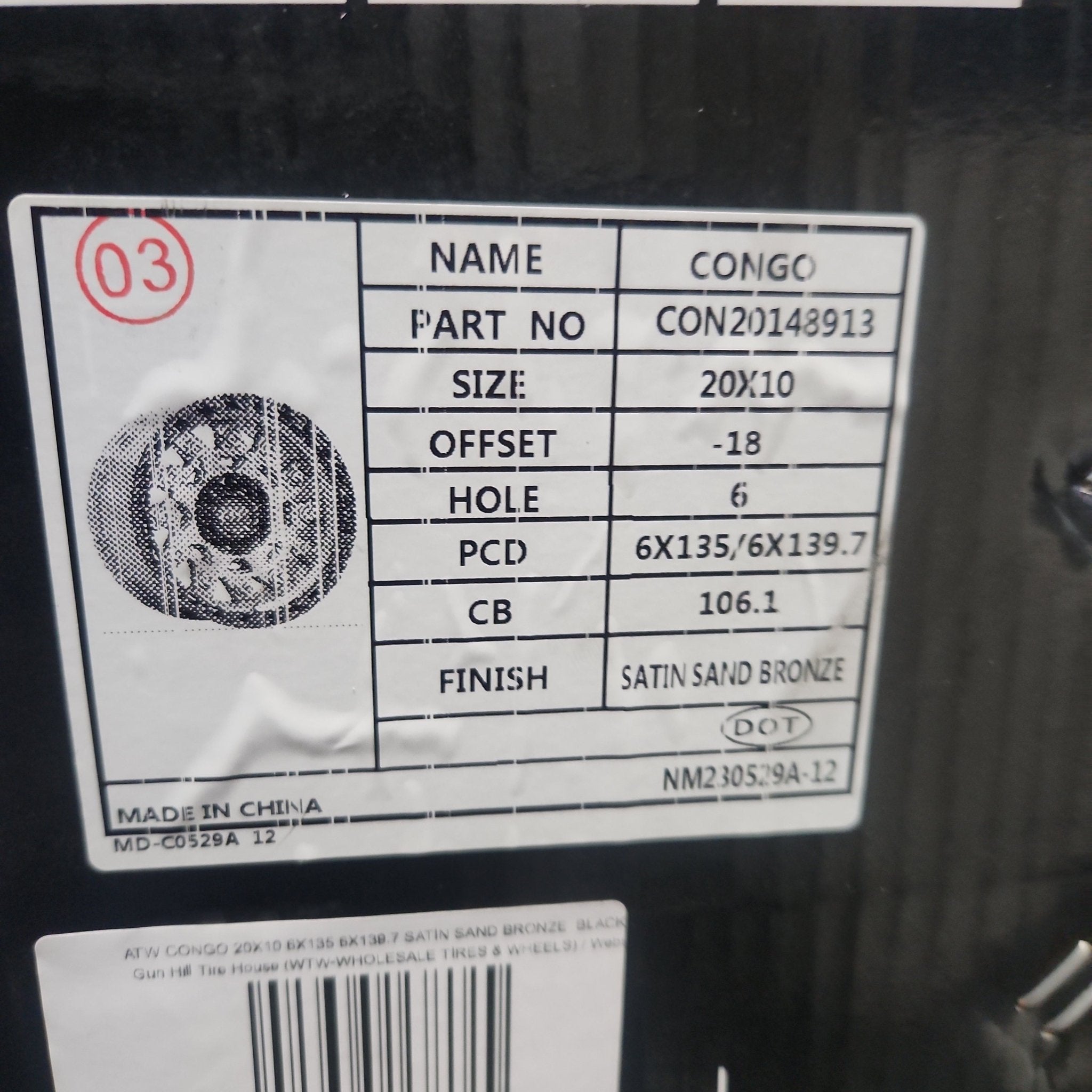 ATW CONGO 20X10 6X135 6X139.7 SATIN SAND BRONZE BLACK LIP - Gun Hill Tire House (WTW - WHOLESALE TIRES & WHEELS)